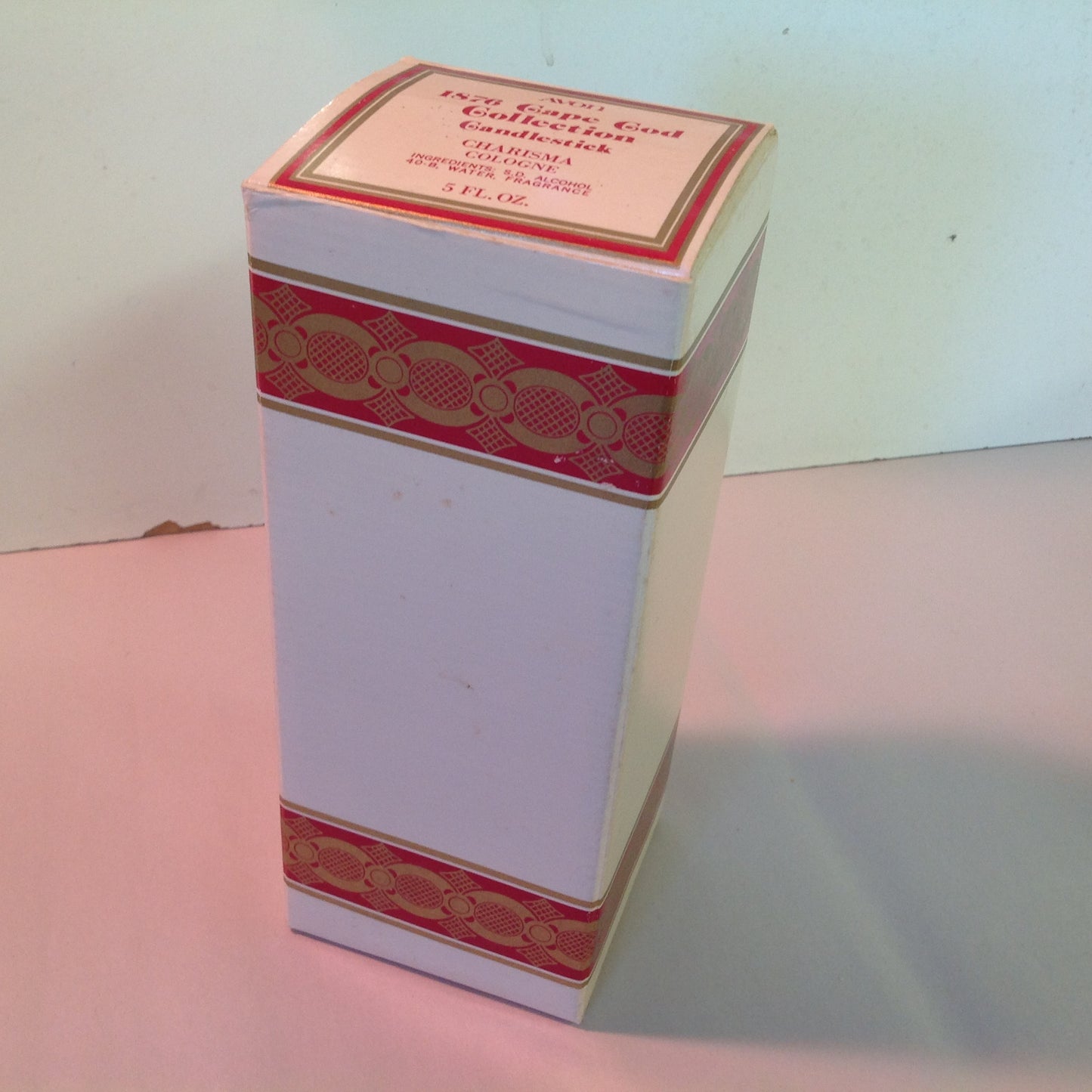 Vintage 1981 Avon 1876 Cape Cod Collection Candlestick Charisma Cologne Red Sandwich Glass Unused with Original Box