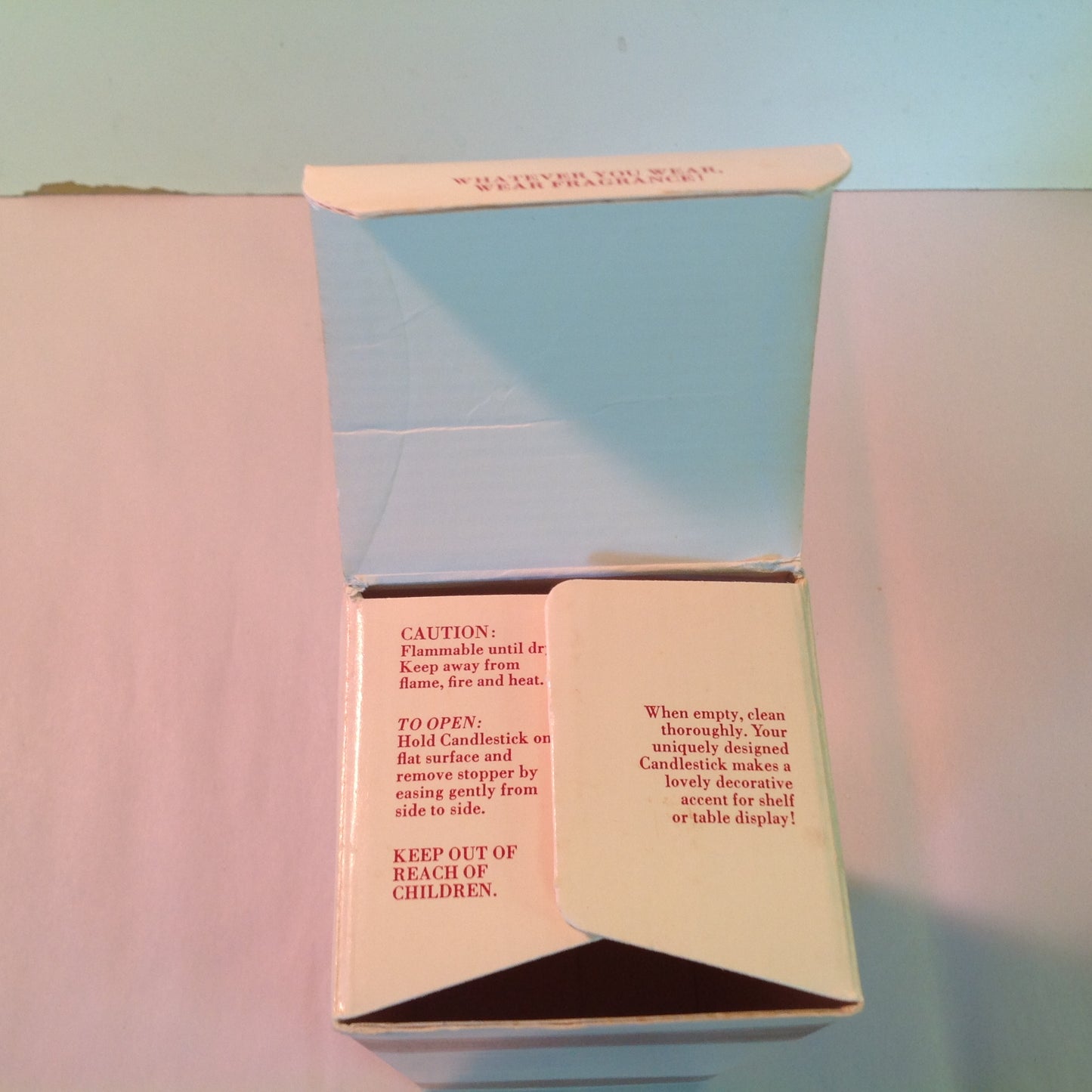 Vintage 1981 Avon 1876 Cape Cod Collection Candlestick Charisma Cologne Red Sandwich Glass Unused with Original Box