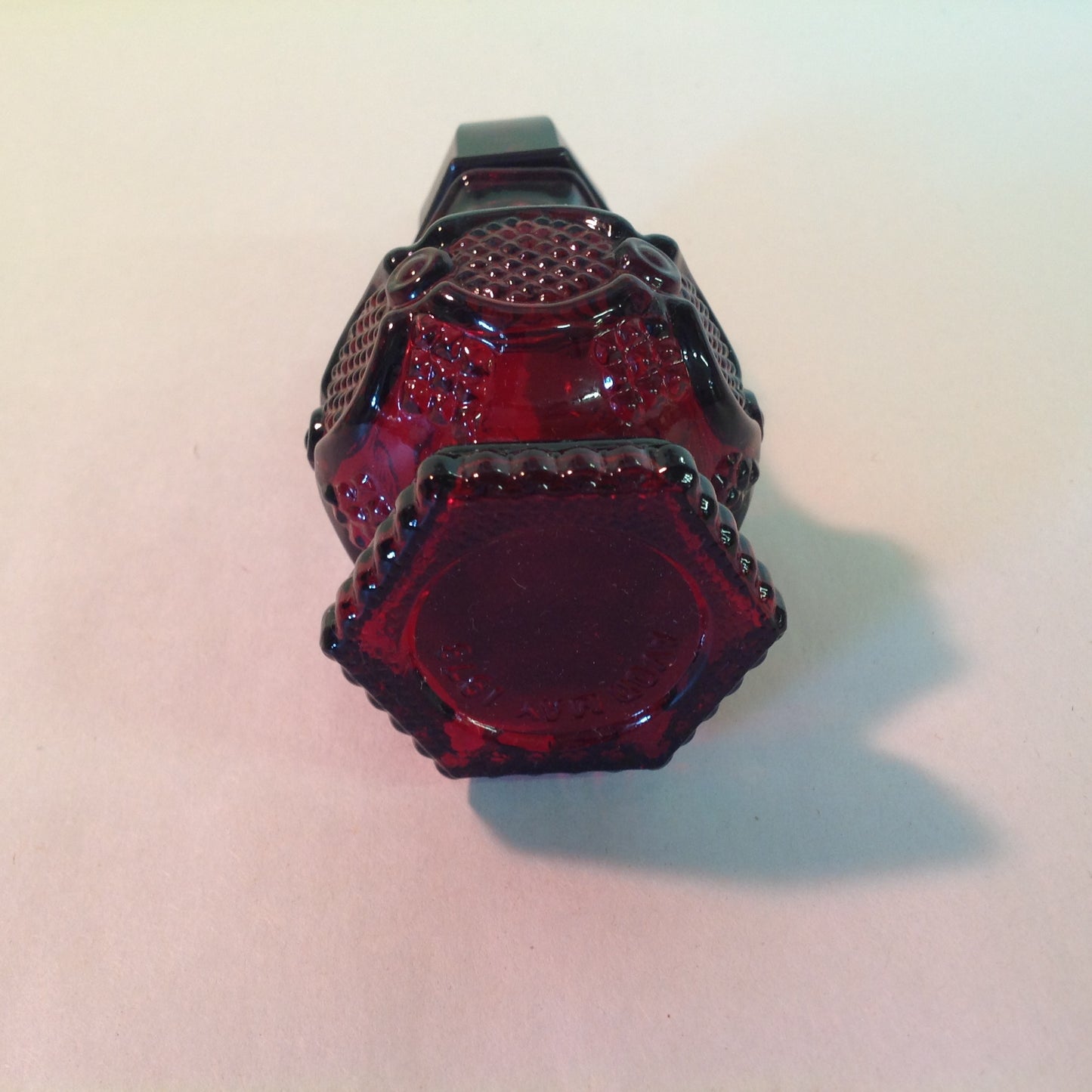 Vintage 1991 Avon 1876 Cape Cod Collection Salt Shaker Charisma Cologne Red Sandwich Glass Unused with Original Box