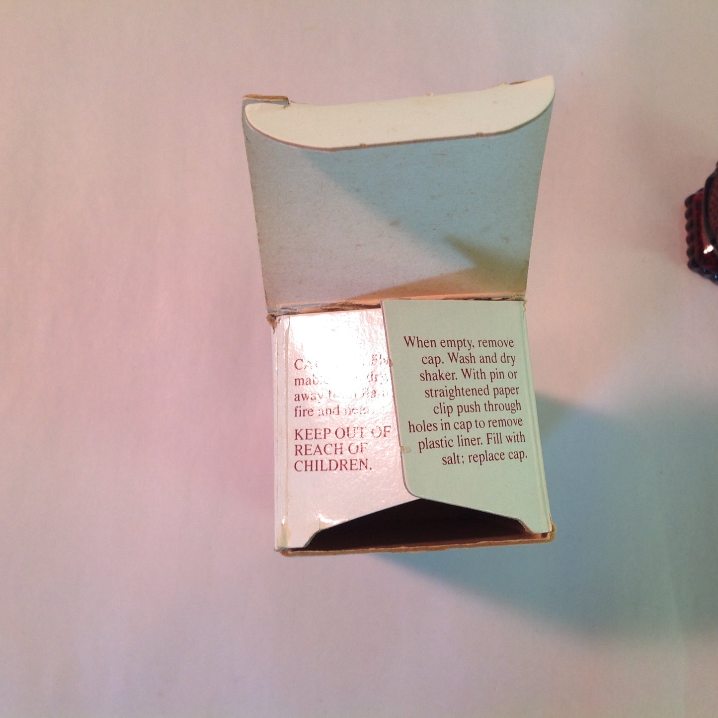 Vintage 1991 Avon 1876 Cape Cod Collection Salt Shaker Charisma Cologne Red Sandwich Glass Unused with Original Box