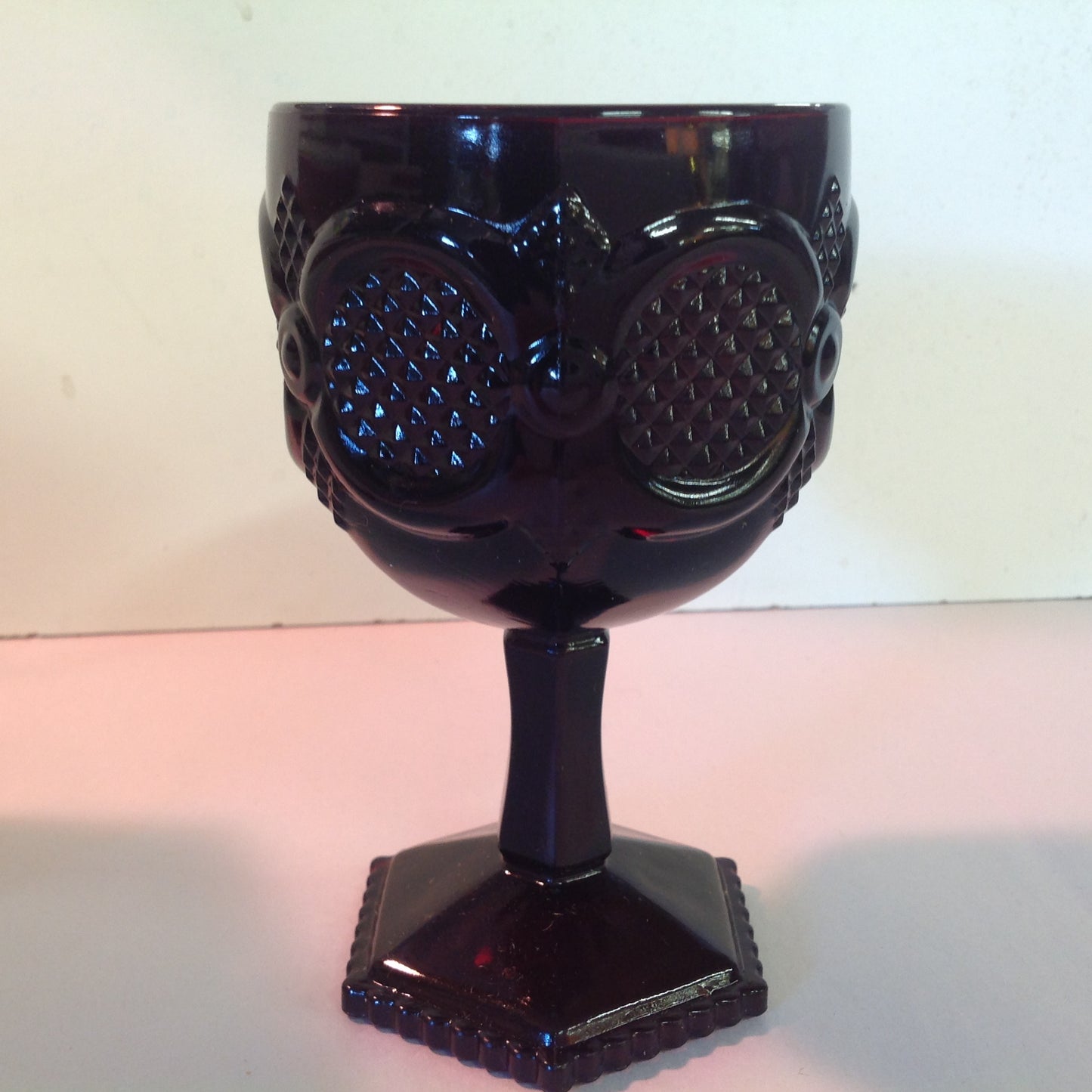 Vintage 1982 Avon 1876 Cape Cod Collection Water Goblet Red Sandwich Glass Unused with Original Box