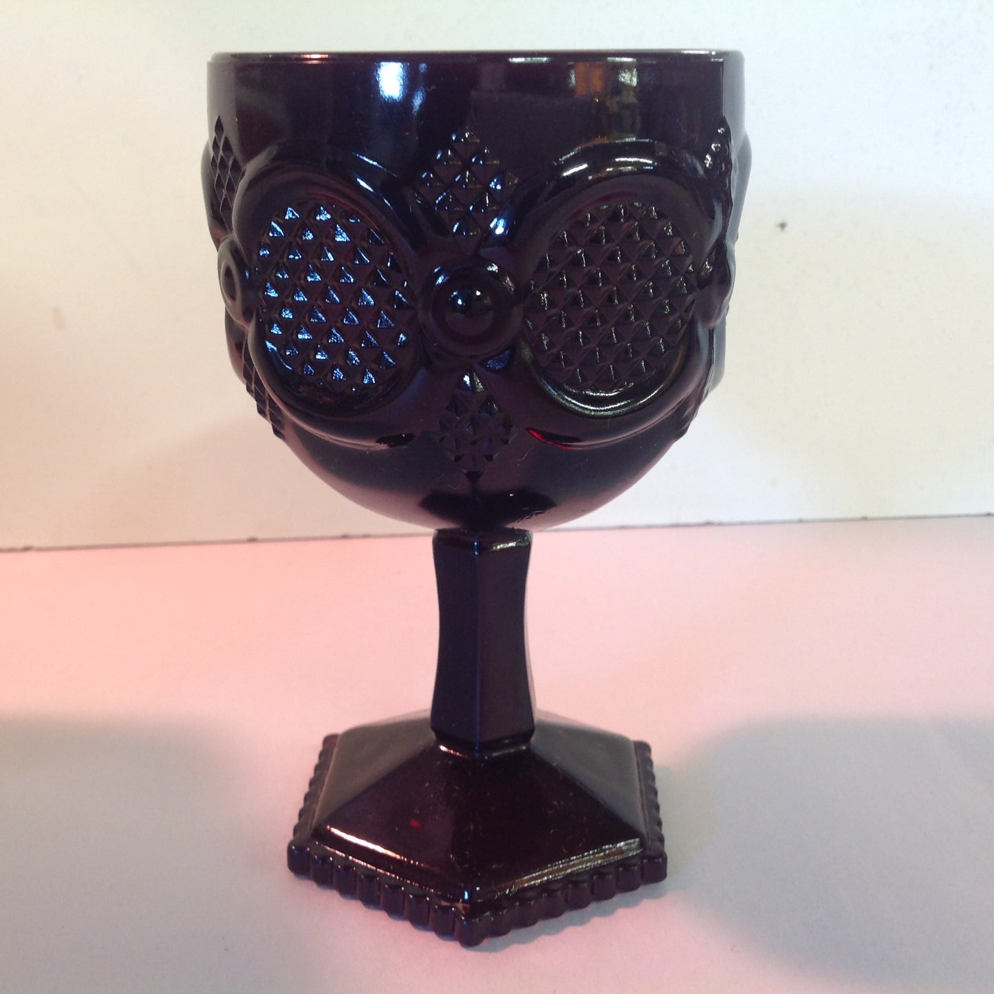 Vintage 1982 Avon 1876 Cape Cod Collection Water Goblet Red Sandwich Glass Unused with Original Box