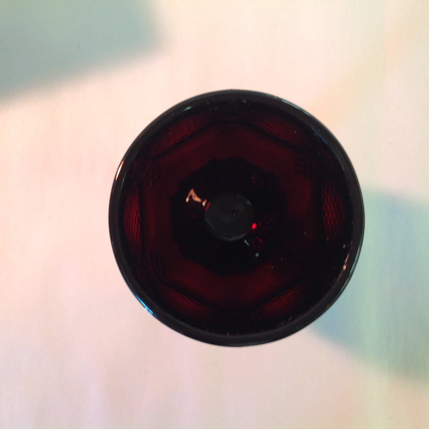 Vintage 1982 Avon 1876 Cape Cod Collection Water Goblet Red Sandwich Glass Unused with Original Box