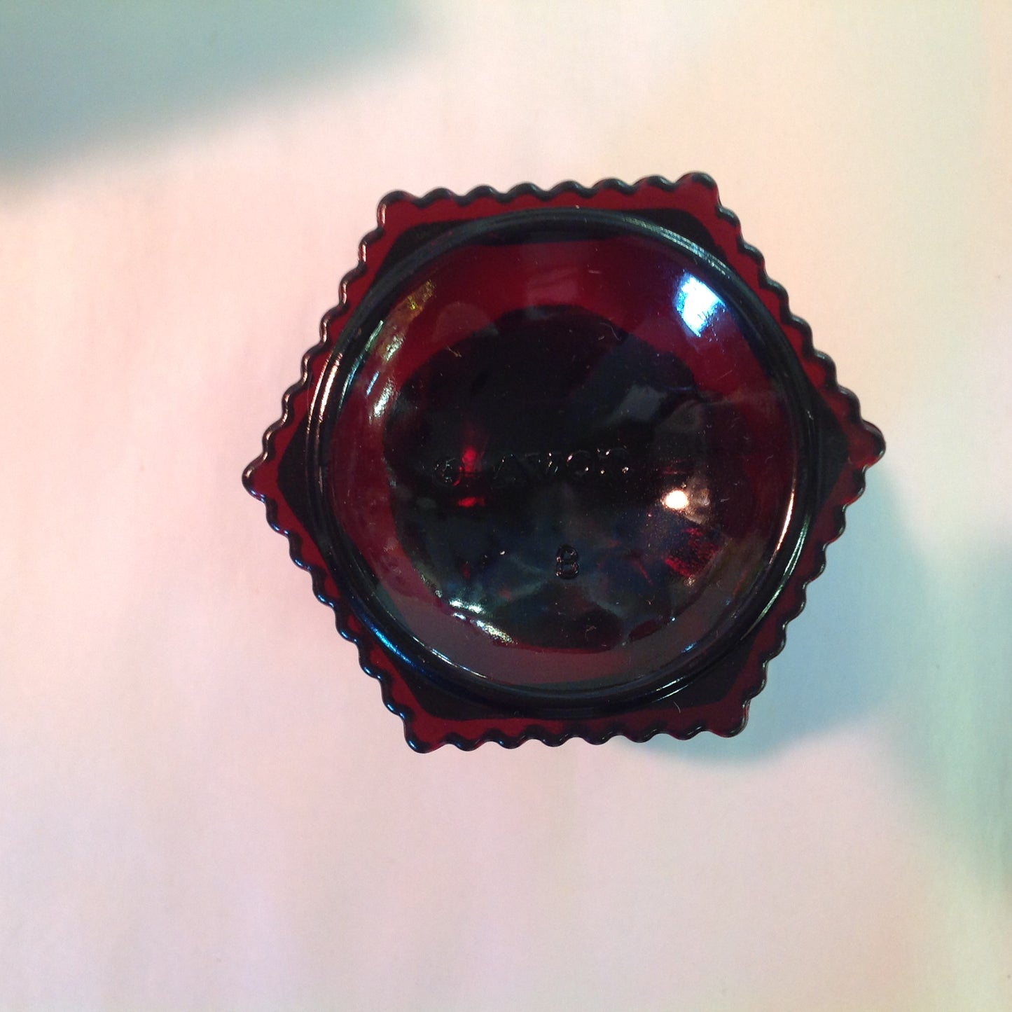 Vintage 1982 Avon 1876 Cape Cod Collection Water Goblet Red Sandwich Glass Unused with Original Box