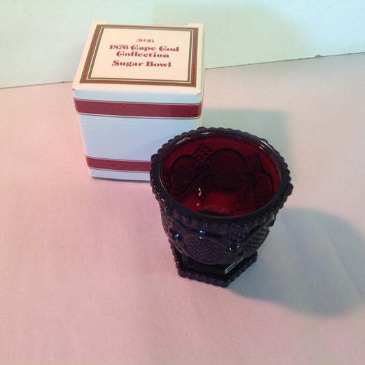 Vintage 1990 2 Piece Avon 1876 Cape Cod Collection Sugar Bowl and Creamer Sandwich Glass Unused with Original Boxes