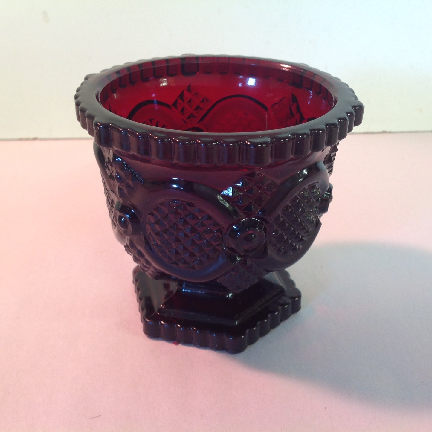Vintage 1990 2 Piece Avon 1876 Cape Cod Collection Sugar Bowl and Creamer Sandwich Glass Unused with Original Boxes