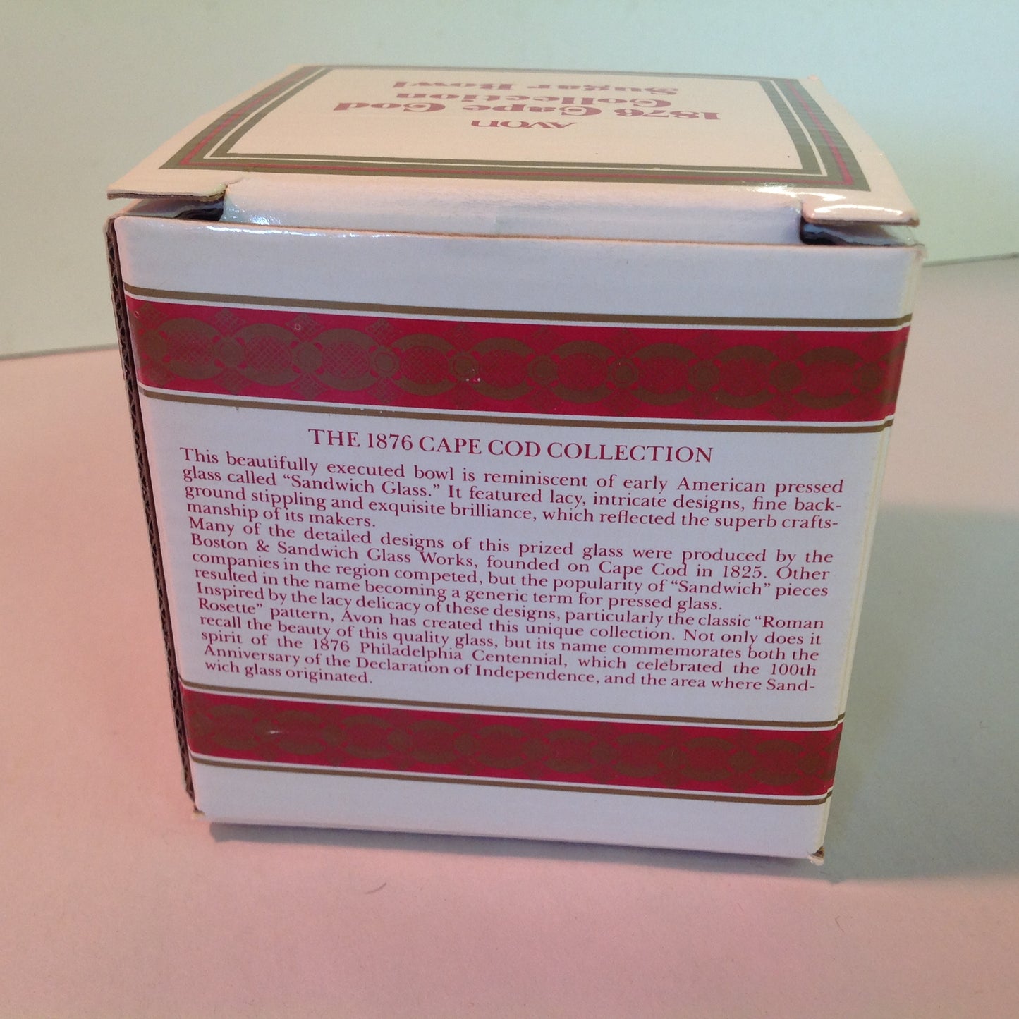 Vintage 1990 2 Piece Avon 1876 Cape Cod Collection Sugar Bowl and Creamer Sandwich Glass Unused with Original Boxes
