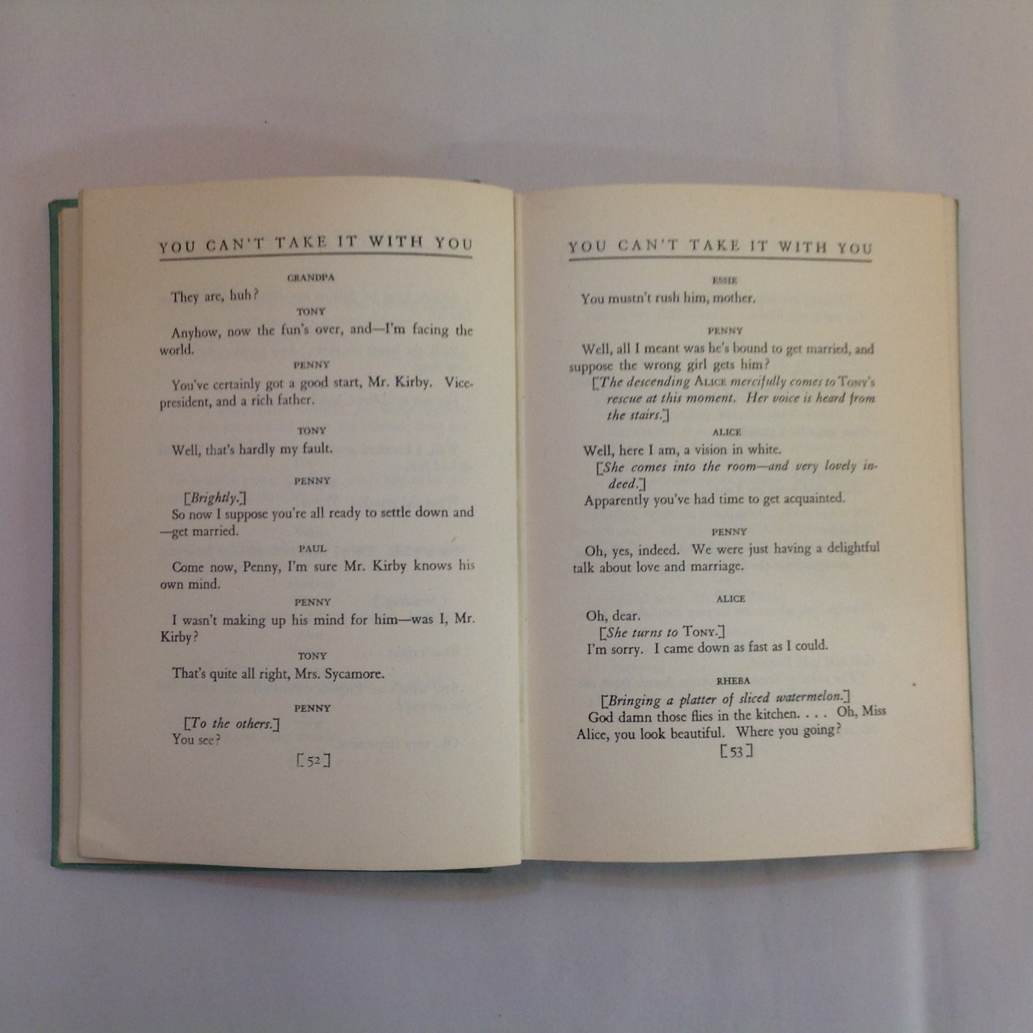 Vintage 1937 Hardcover You Can't Take It With You: A Play George Kaufman Moss Hart