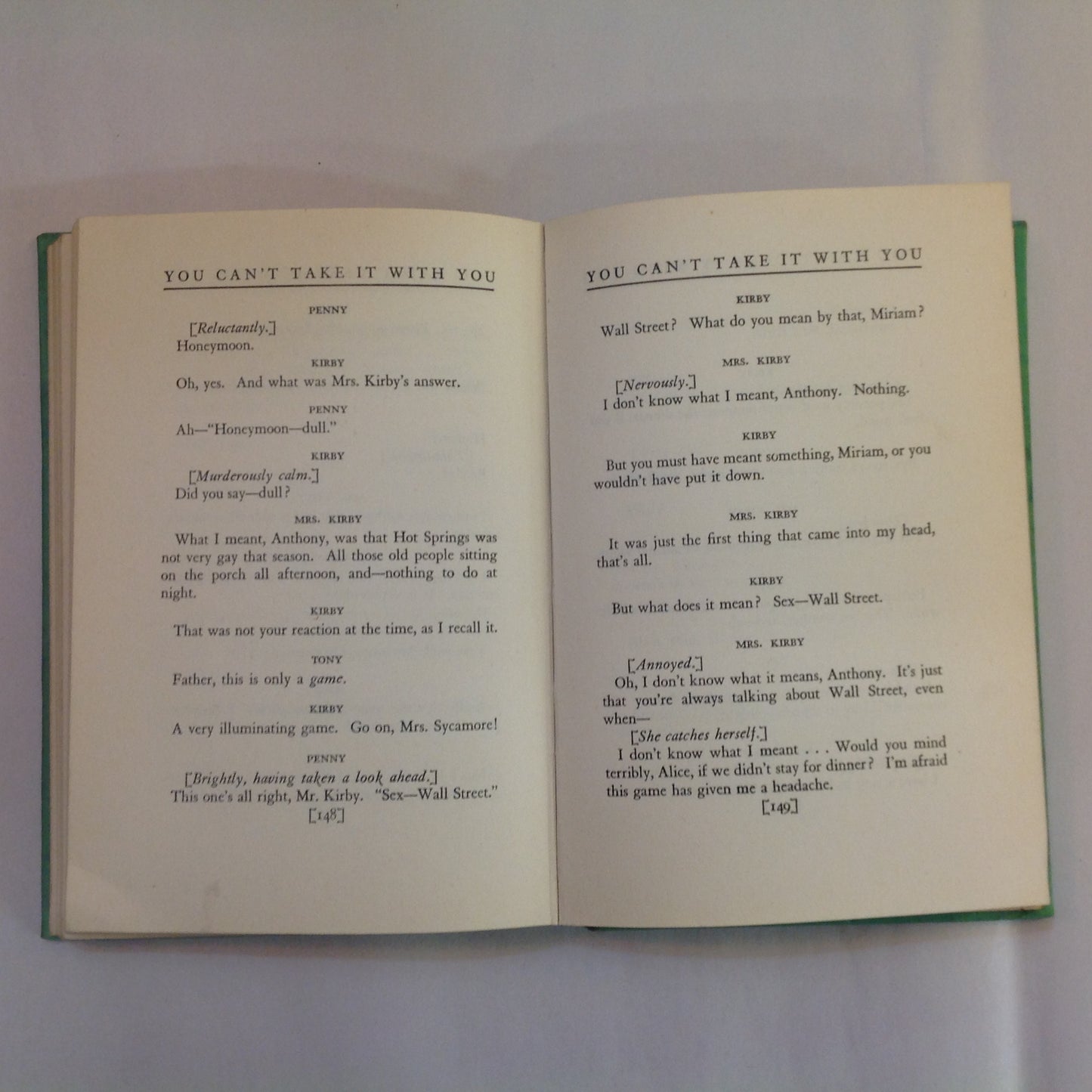 Vintage 1937 Hardcover You Can't Take It With You: A Play George Kaufman Moss Hart