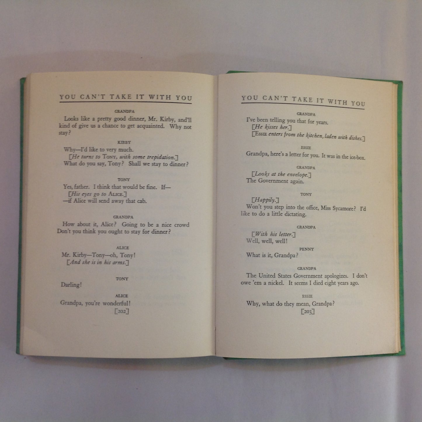 Vintage 1937 Hardcover You Can't Take It With You: A Play George Kaufman Moss Hart