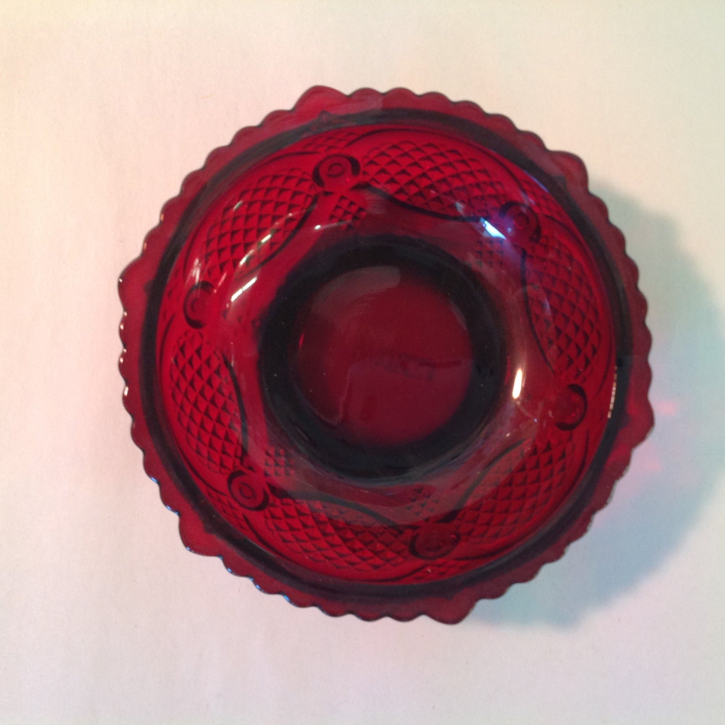 Vintage 1980's Avon 1876 Cape Cod Collection Dessert Bowl and Three Special Occasion Soaps Red Sandwich Glass Unused with Original Box