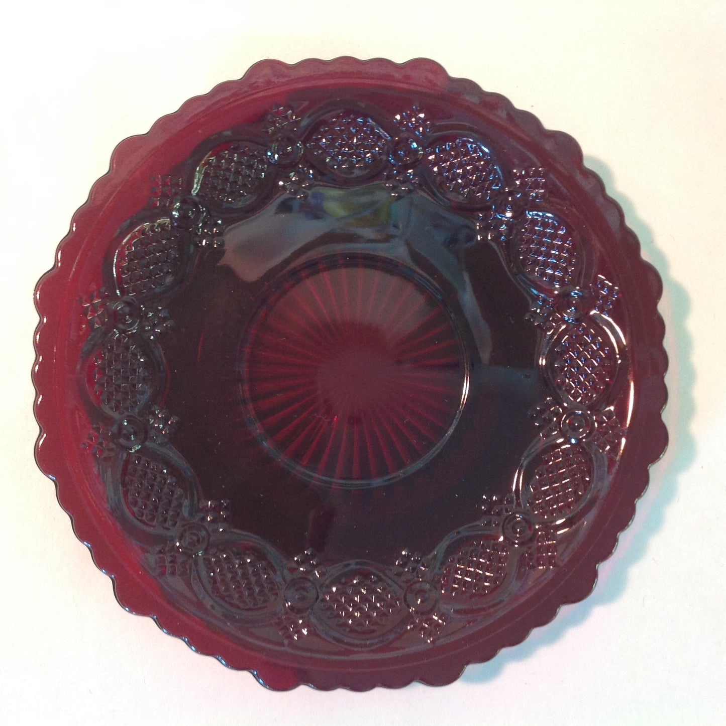 Vintage 1992 Avon 1876 Cape Cod Collection Cup and Saucer Set Red Sandwich Glass Unused with Original Box