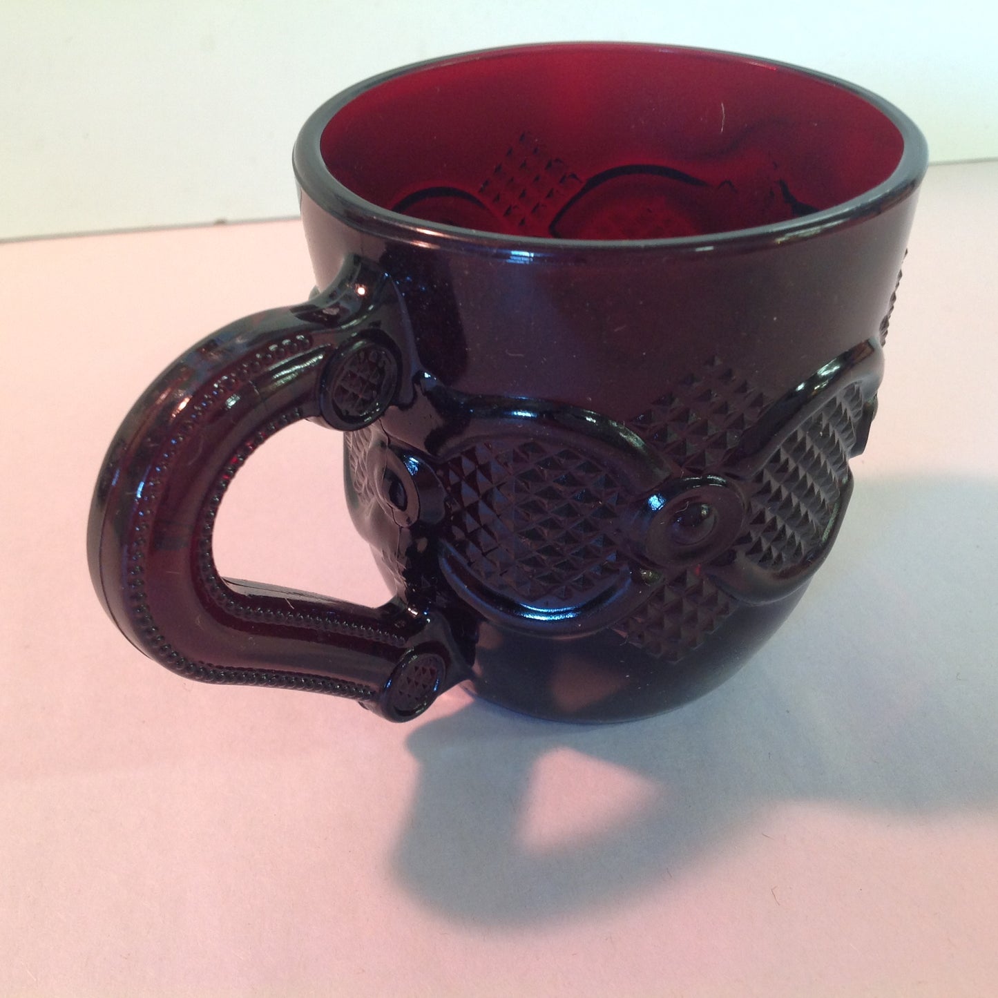 Vintage 1992 Avon 1876 Cape Cod Collection Cup and Saucer Set Red Sandwich Glass Unused with Original Box