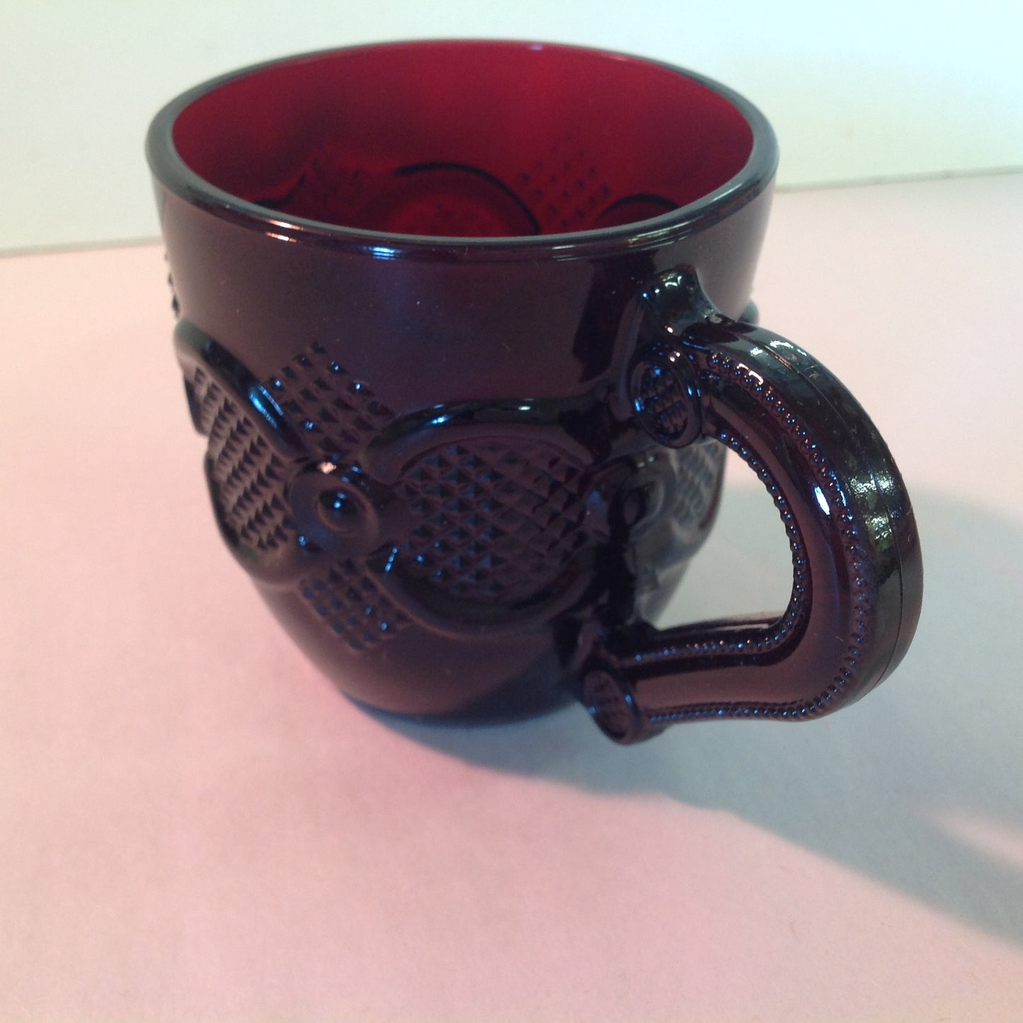 Vintage 1992 Avon 1876 Cape Cod Collection Cup and Saucer Set Red Sandwich Glass Unused with Original Box
