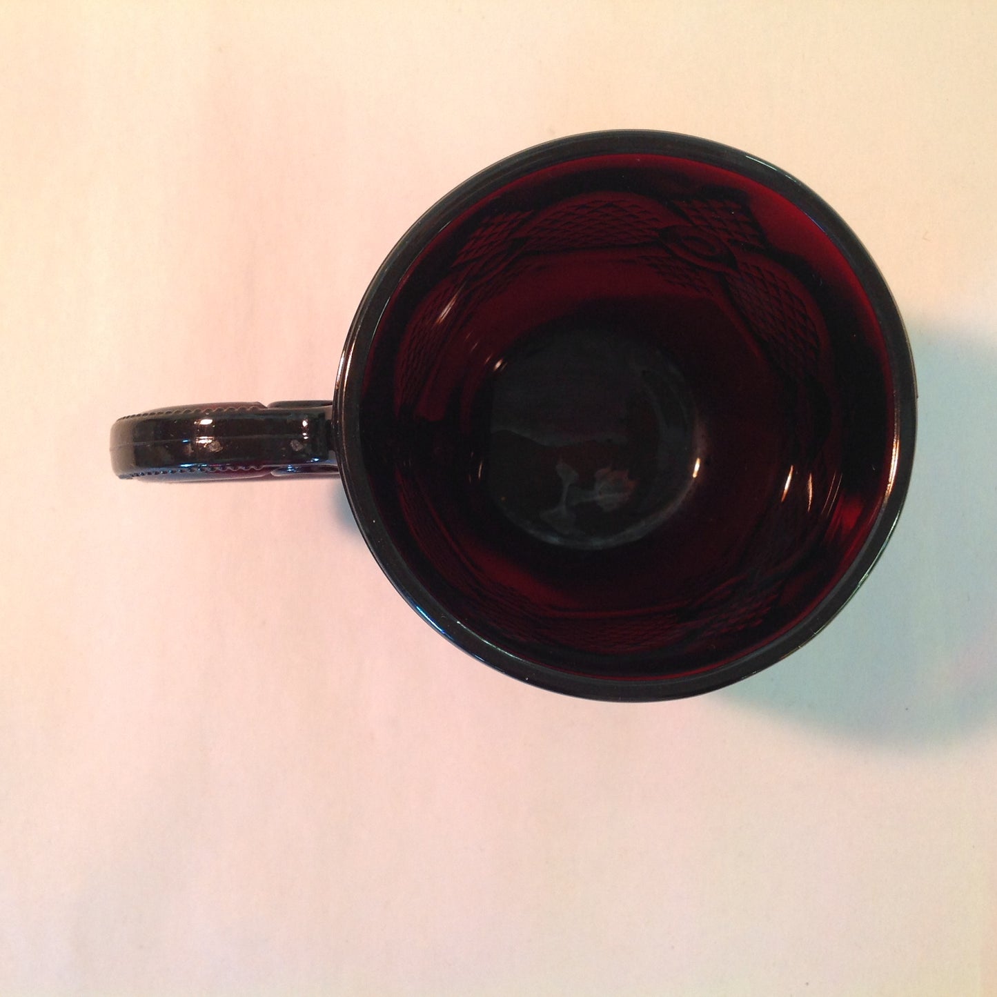 Vintage 1992 Avon 1876 Cape Cod Collection Cup and Saucer Set Red Sandwich Glass Unused with Original Box