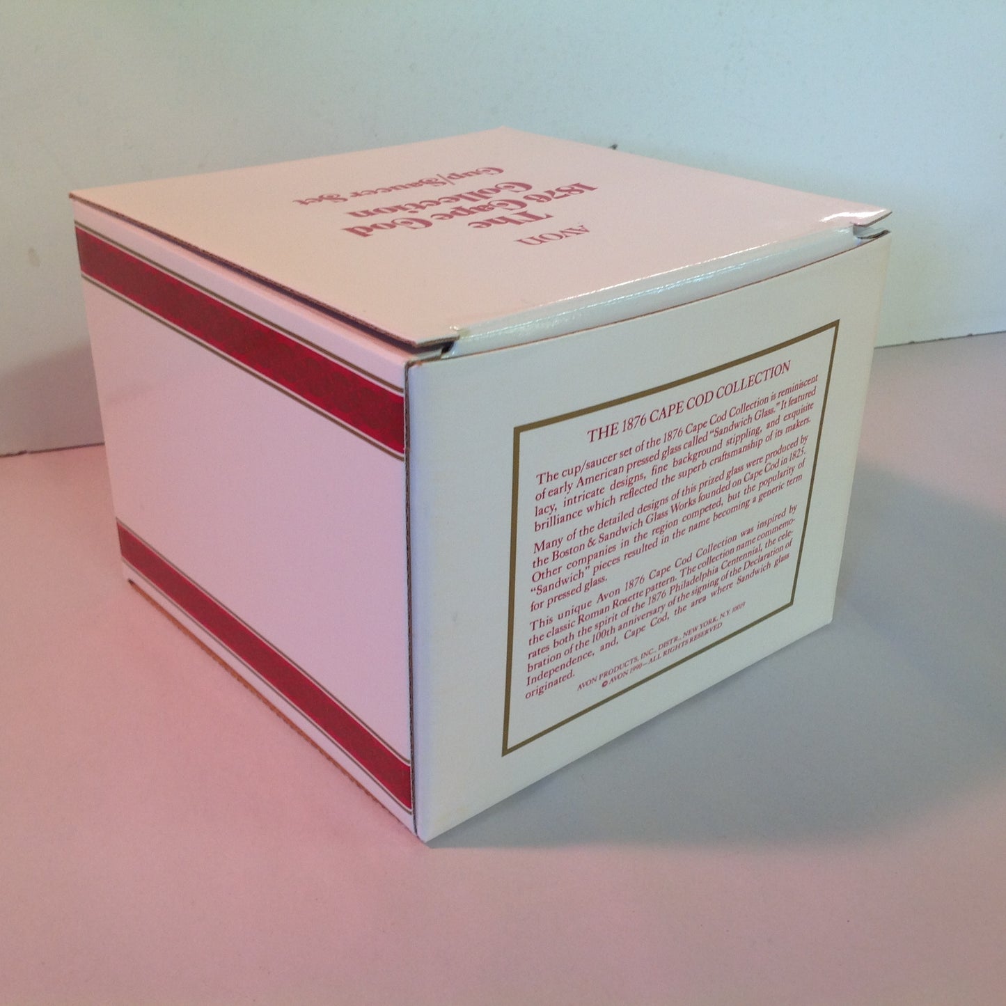 Vintage 1992 Avon 1876 Cape Cod Collection Cup and Saucer Set Red Sandwich Glass Unused with Original Box