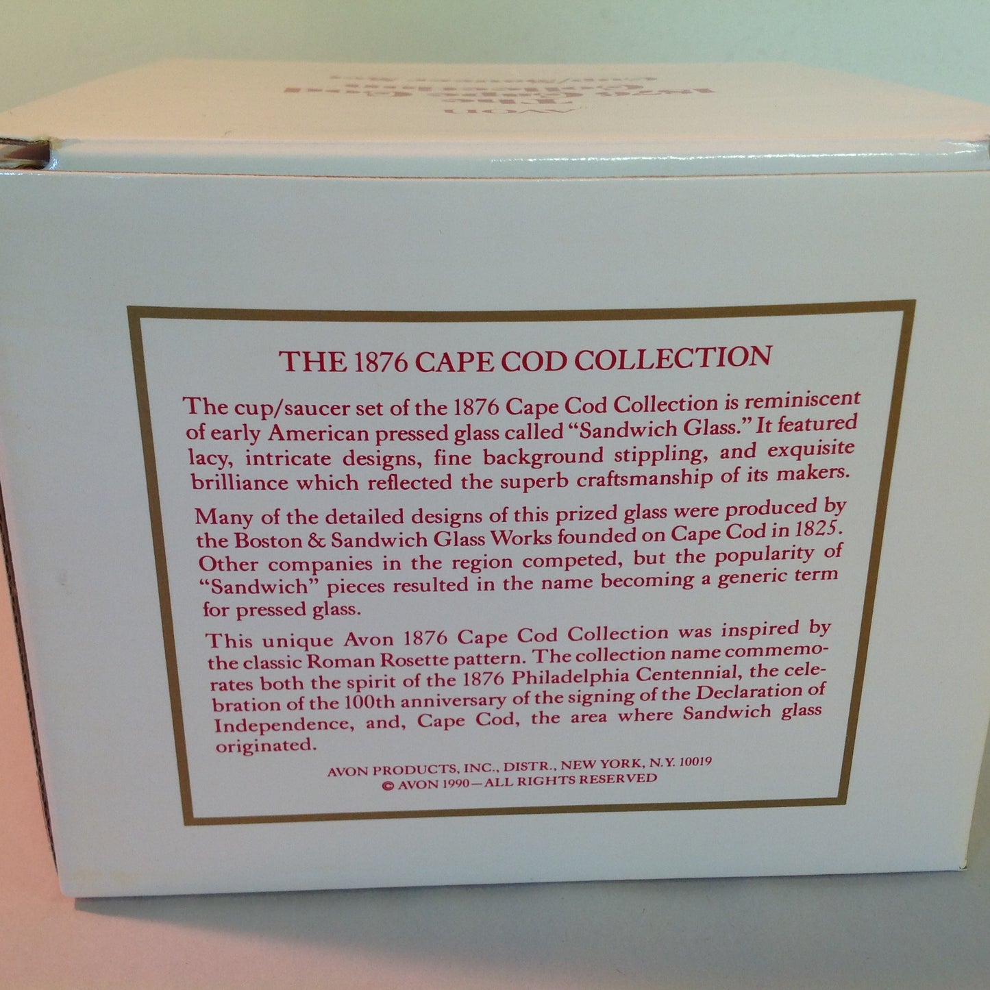 Vintage 1992 Avon 1876 Cape Cod Collection Cup and Saucer Set Red Sandwich Glass Unused with Original Box