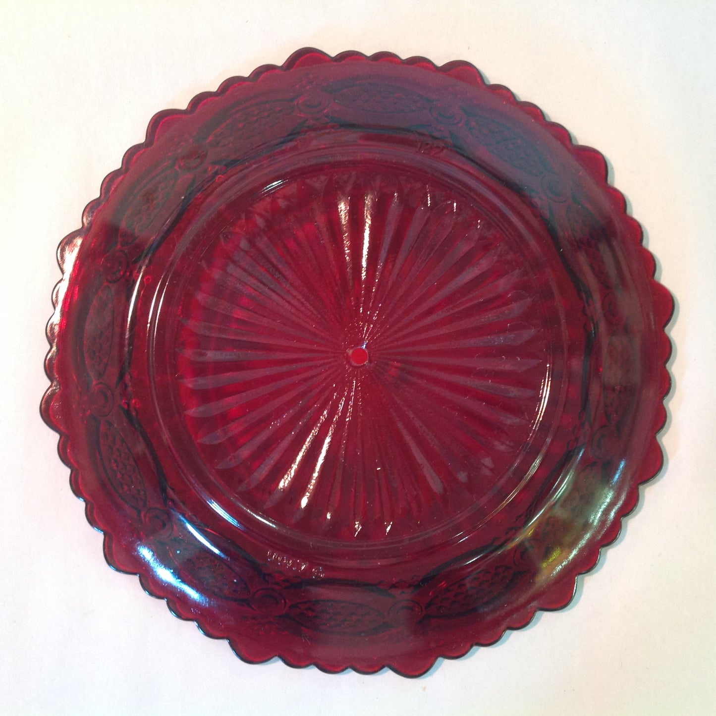 Vintage 1987 Avon 1876 Cape Cod Collection Two-Tier Server Red Sandwich Glass Unused with Original Box