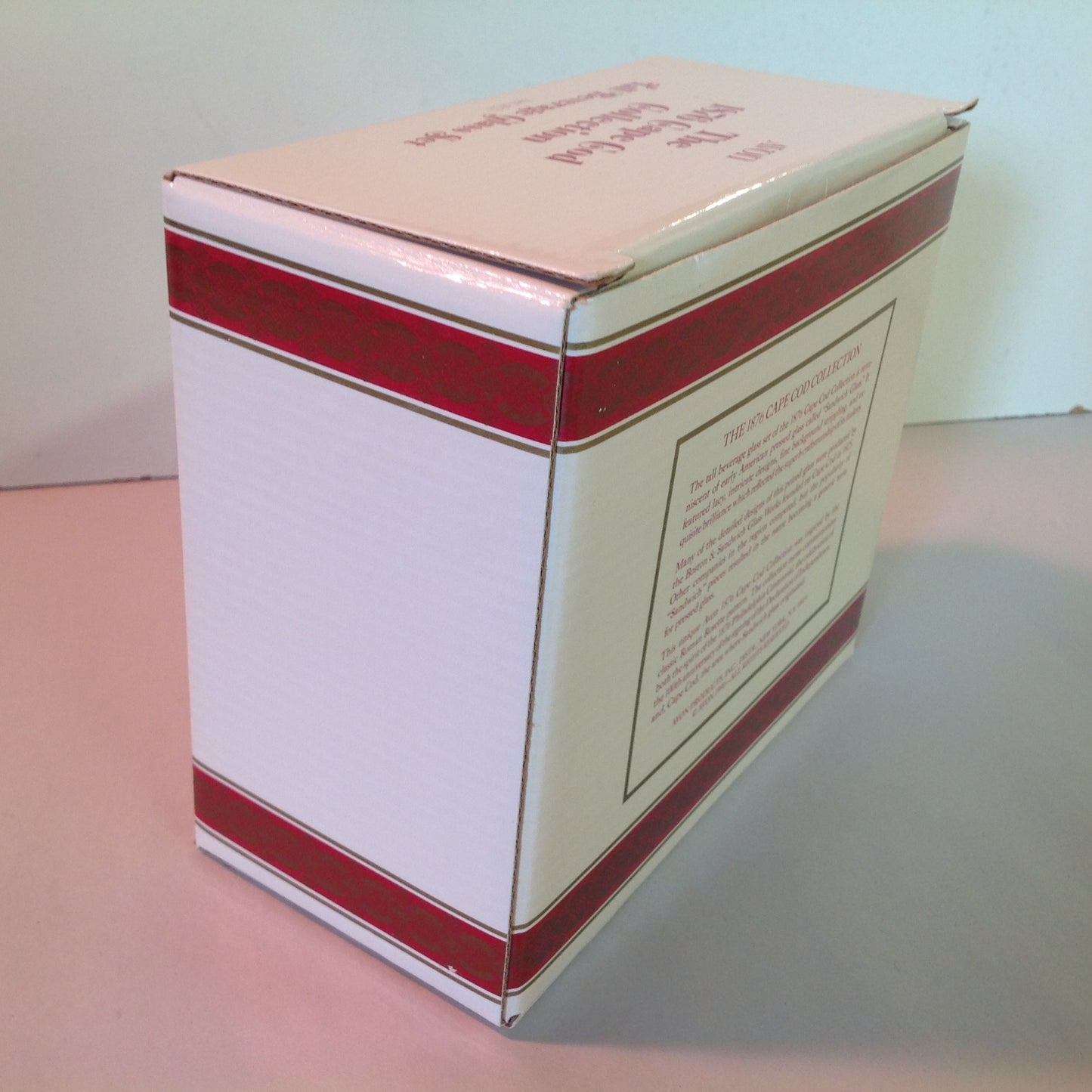 Vintage 1990 Avon 1876 Cape Cod Collection Tall Beverage Glass Set Pair Red Sandwich Glass Unused with Original Box