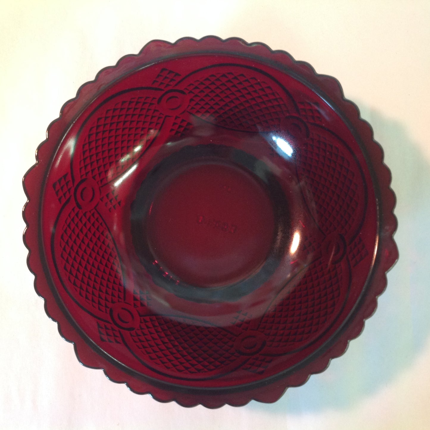 Vintage 1986 Avon 1876 Cape Cod Collection Serving Bowl Red Sandwich Glass Unused with Original Box