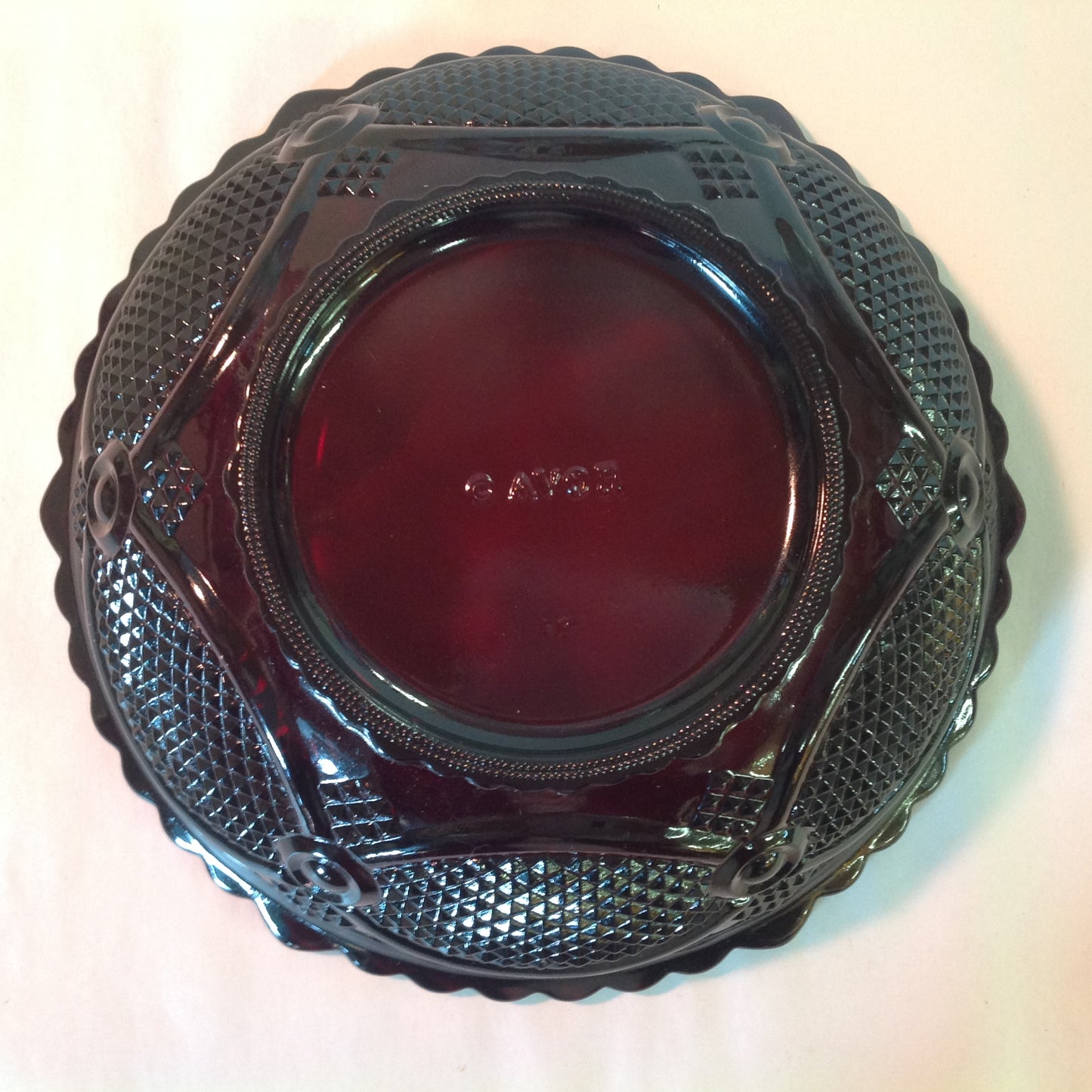 Vintage 1986 Avon 1876 Cape Cod Collection Serving Bowl Red Sandwich Glass Unused with Original Box