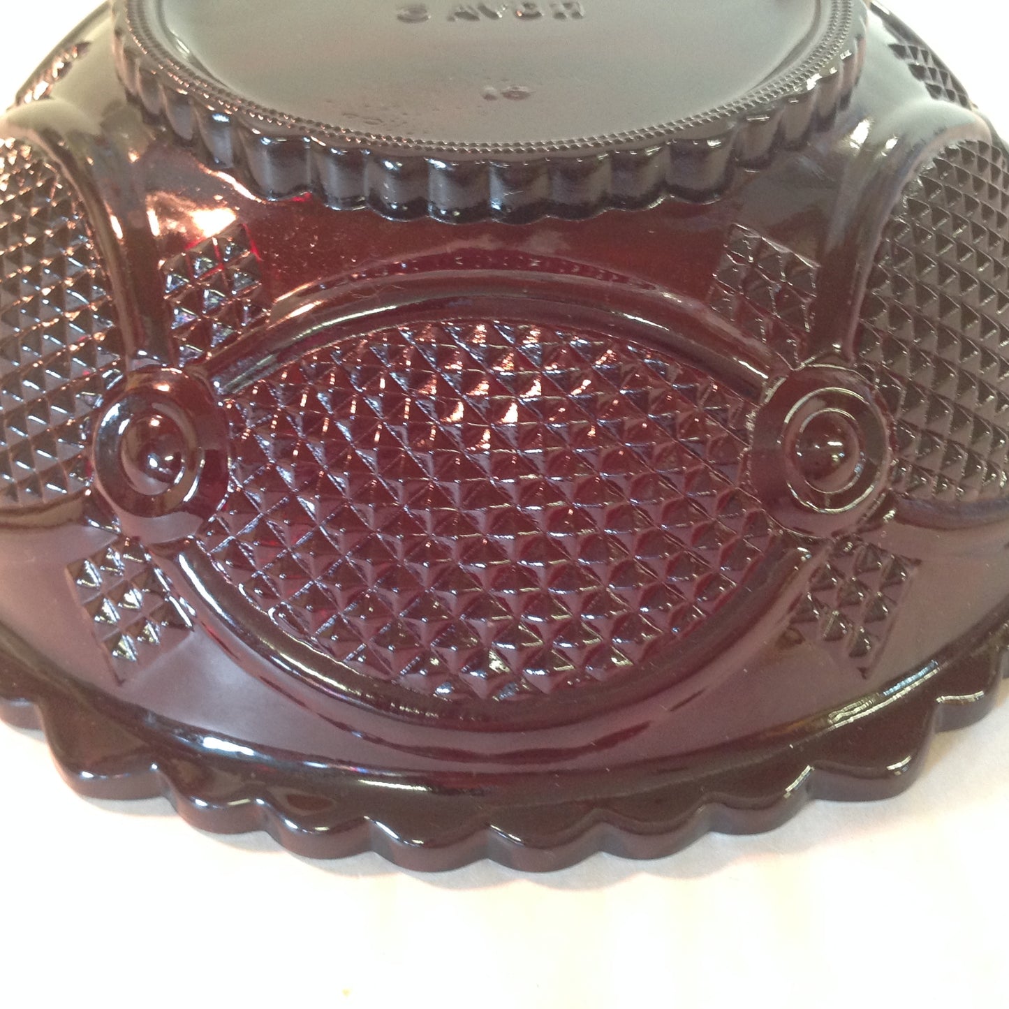 Vintage 1986 Avon 1876 Cape Cod Collection Serving Bowl Red Sandwich Glass Unused with Original Box