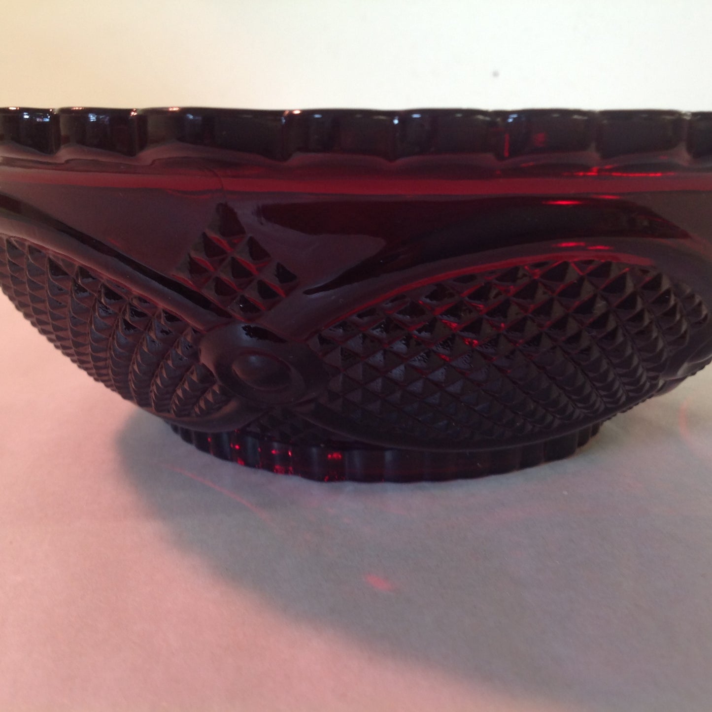 Vintage 1986 Avon 1876 Cape Cod Collection Serving Bowl Red Sandwich Glass Unused with Original Box