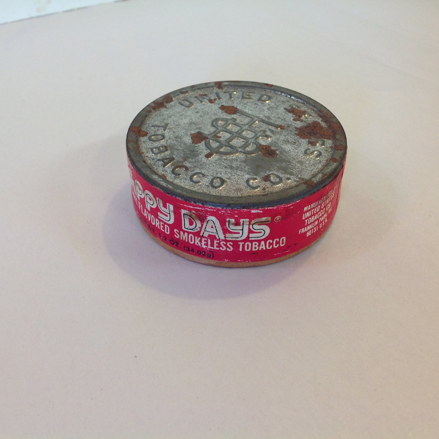 Vintage 1980 NOS Unopened United States Tobacco Co Happy Days Raspberry Flavored Smokeless Tobacco 1.2oz Tin