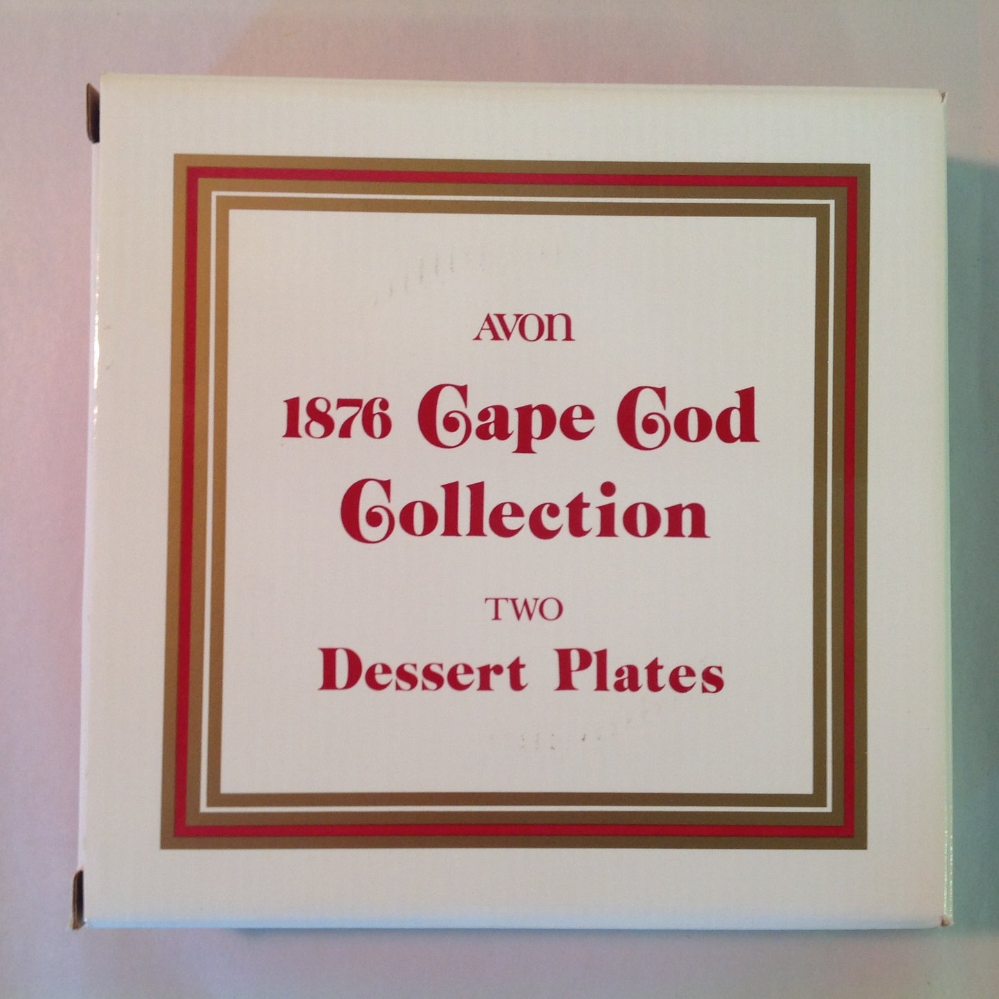 Vintage 1980 Avon 1876 Cape Cod Collection Dessert Plates Pair Red Sandwich Glass Unused with Original Box
