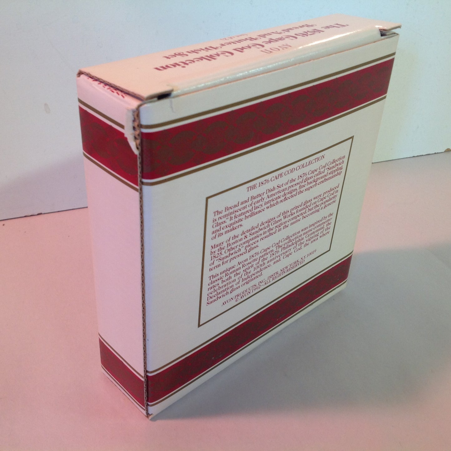 Vintage 1992 Avon 1876 Cape Cod Collection Bread and Butter Dish Set Pair Red Sandwich Glass Unused with Original Box