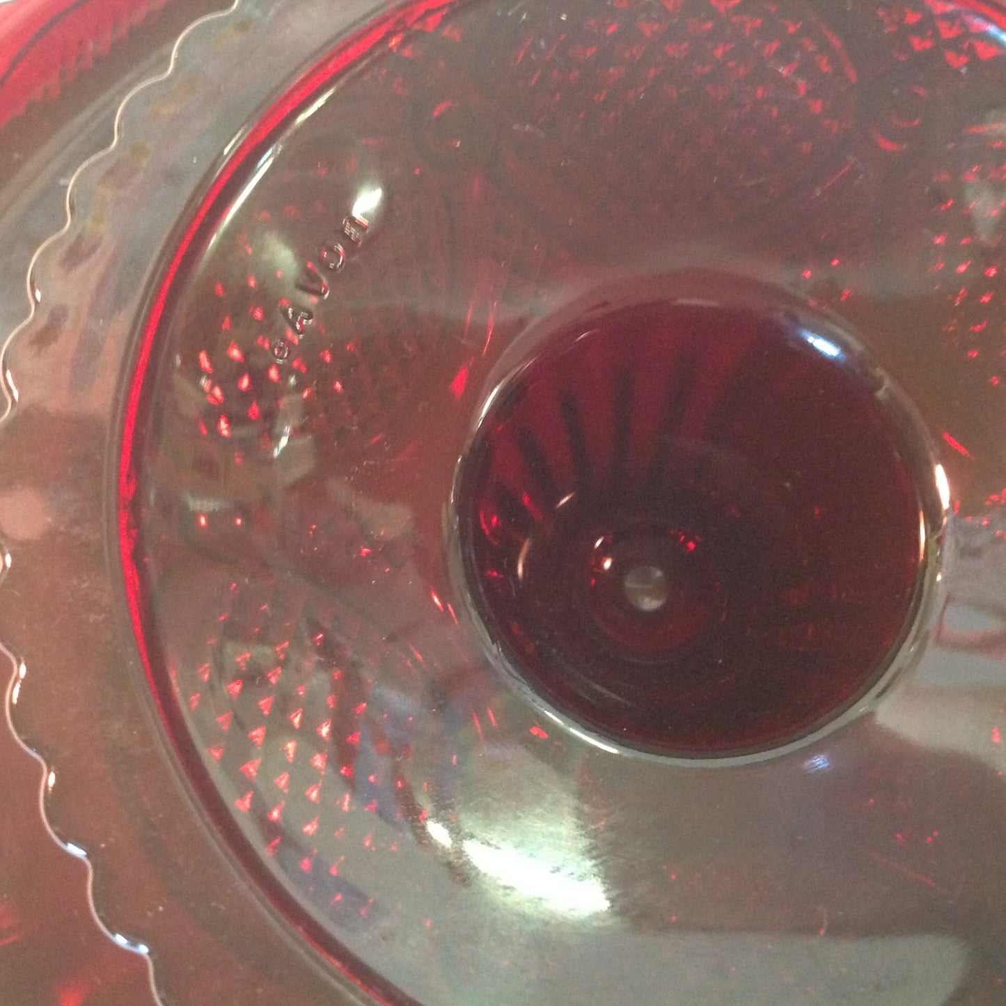 Vintage 1991 Avon 1876 Cape Cod Collection Pedestal Cake Plate Red Sandwich Glass Unused with Box