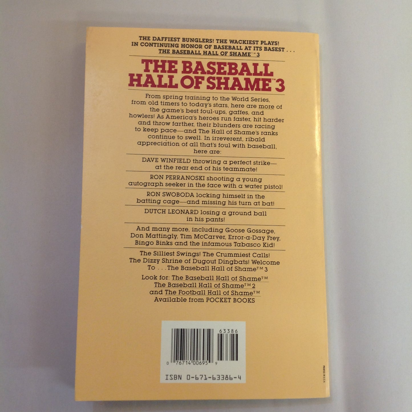 Vintage 1987 Trade Paperback The Baseball Hall of Shame 3 Bruce Nash and Allan Zullo