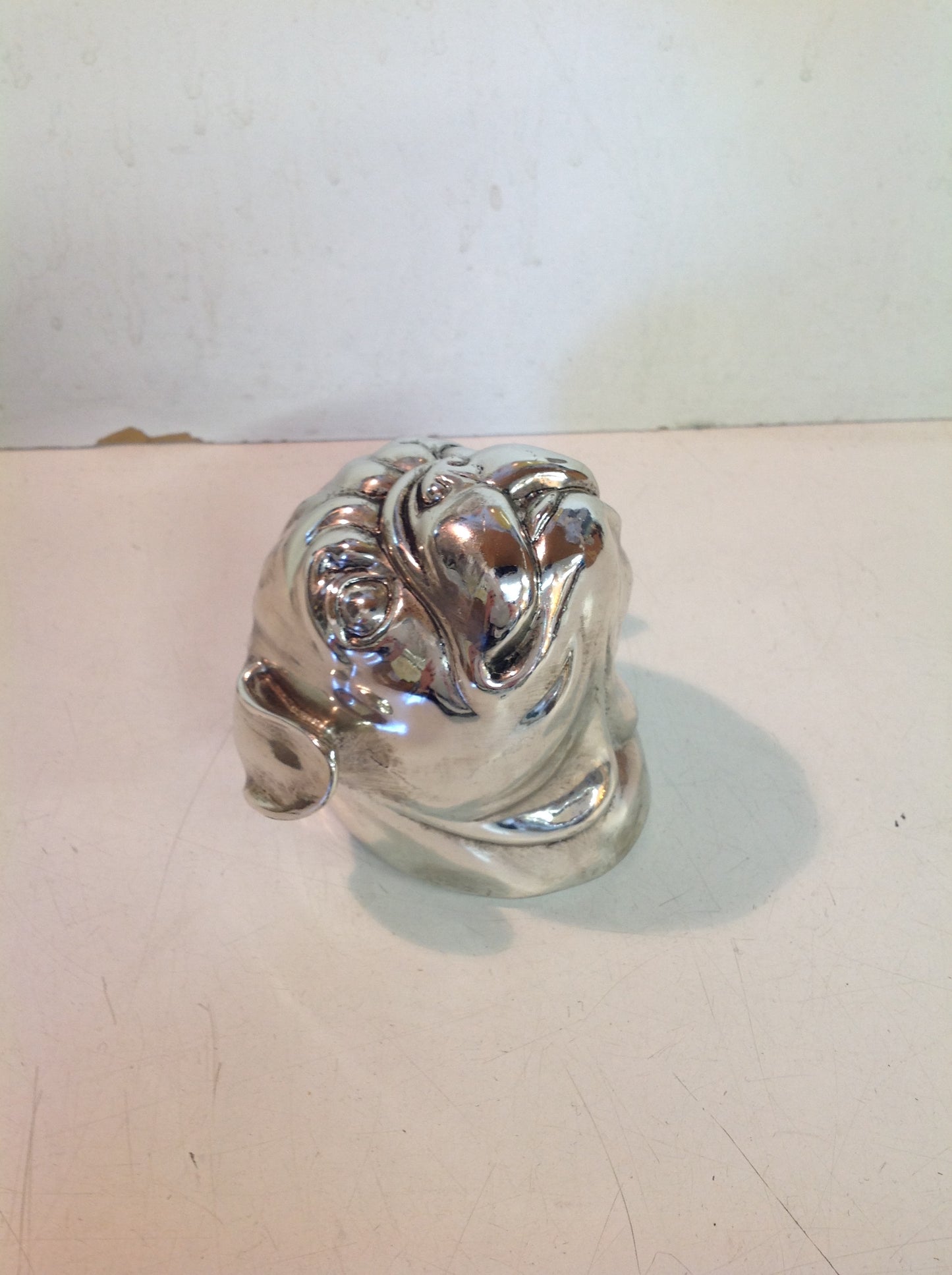 Vintage Chromed Pug Head Wall Hanger