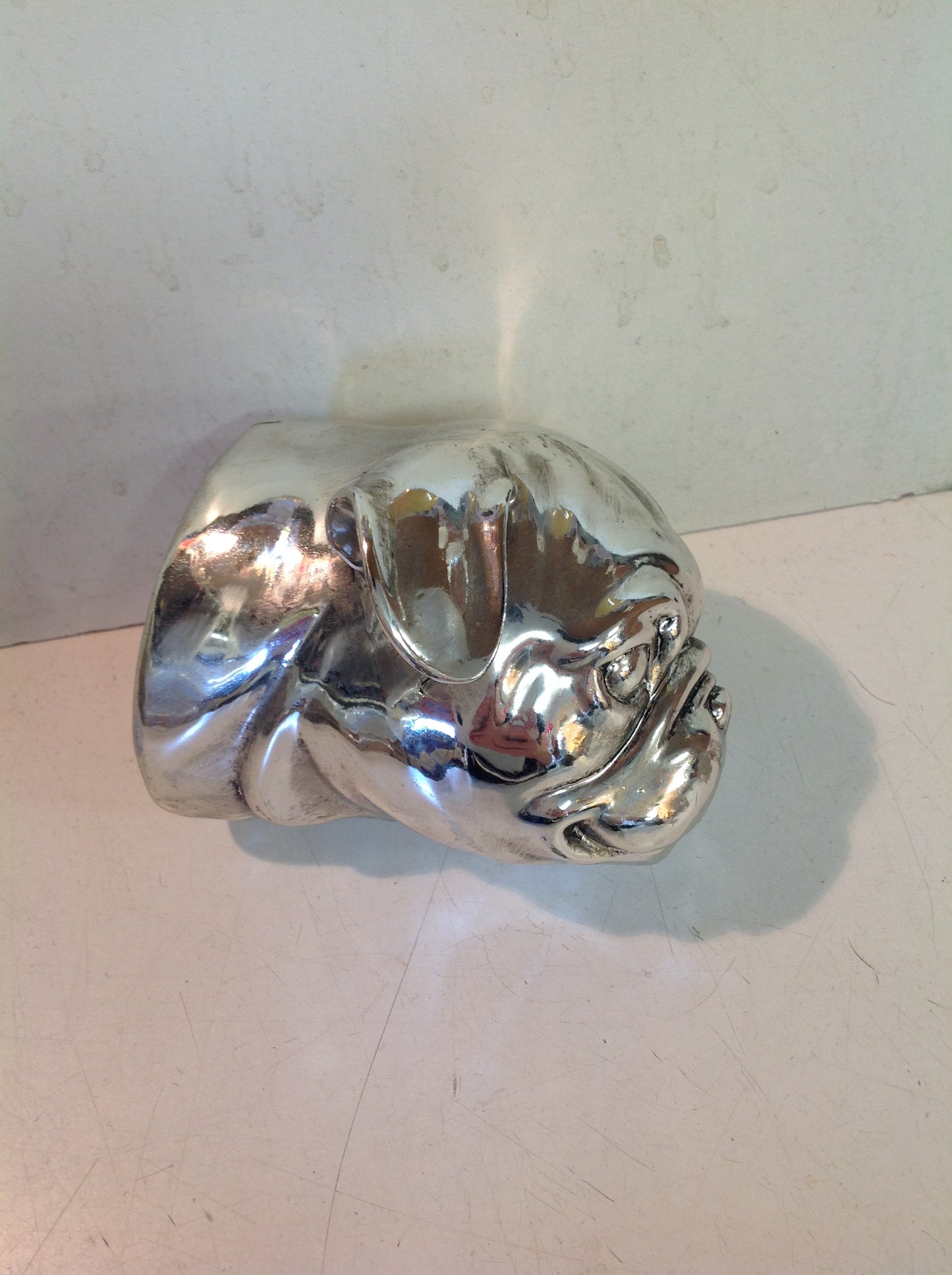 Vintage Chromed Pug Head Wall Hanger