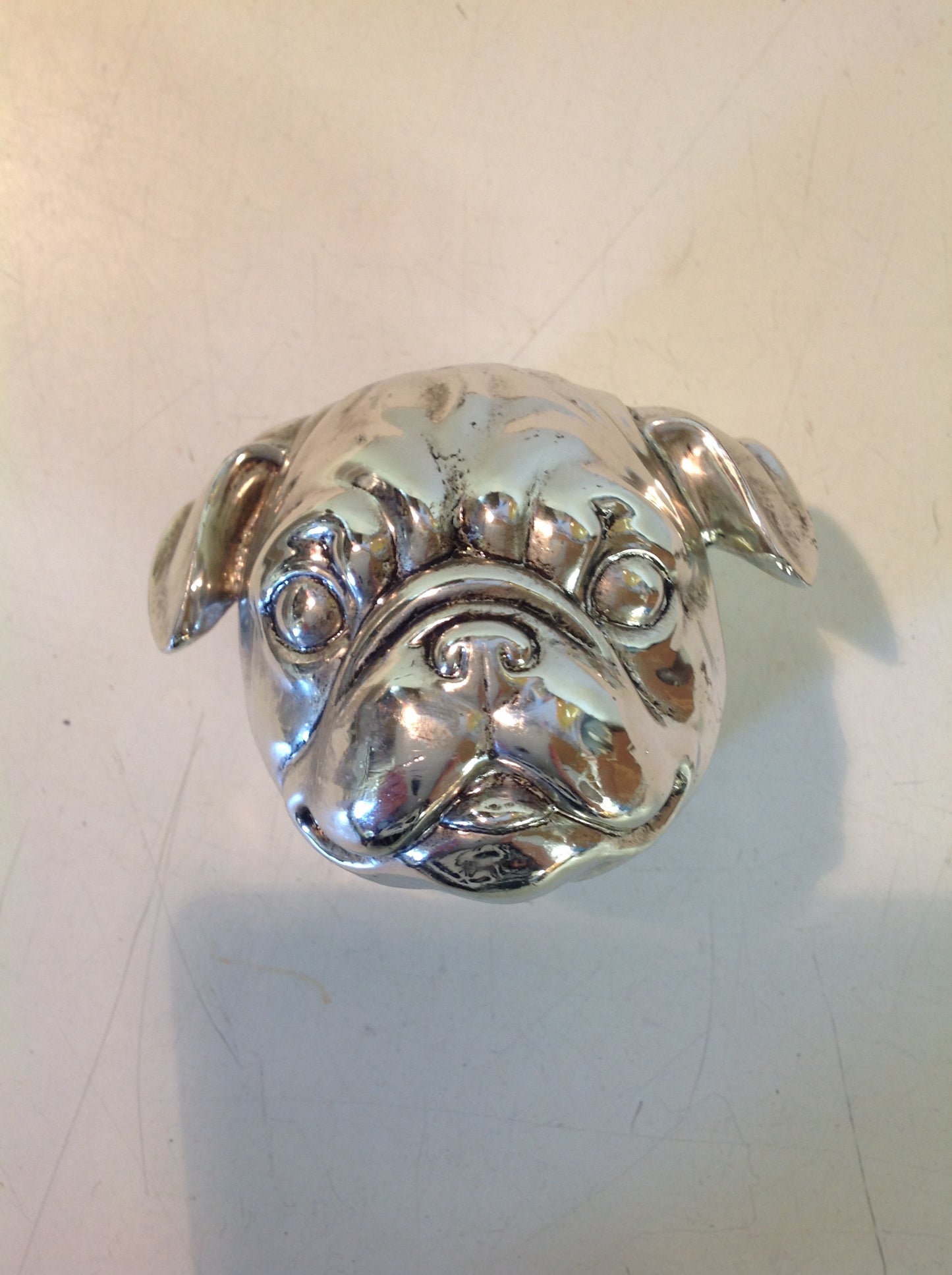 Vintage Chromed Pug Head Wall Hanger