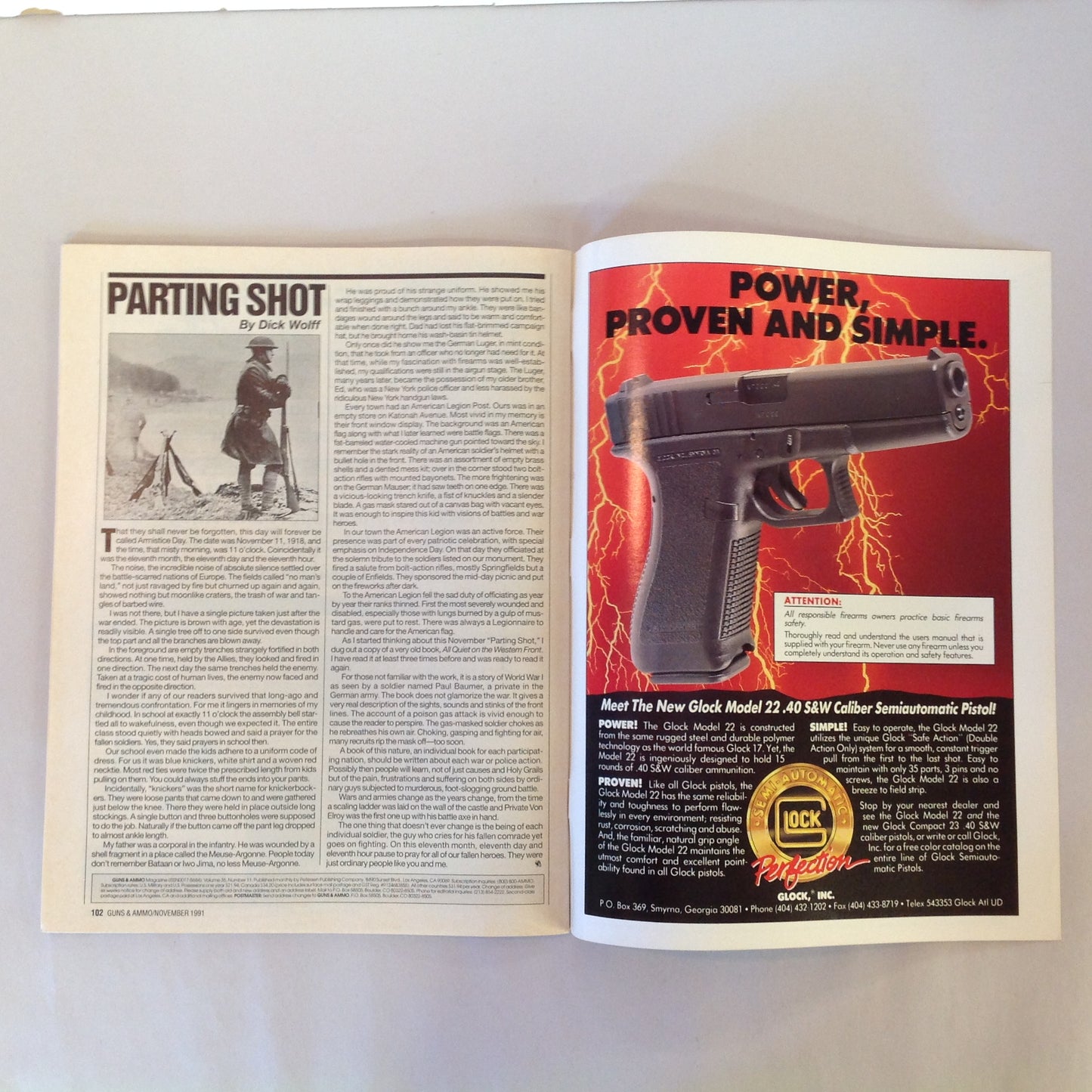 Vintage Nov 1991 Guns & Ammo Magazine 21st Century Assault Rifles Handgun Firepower Shooting Colt