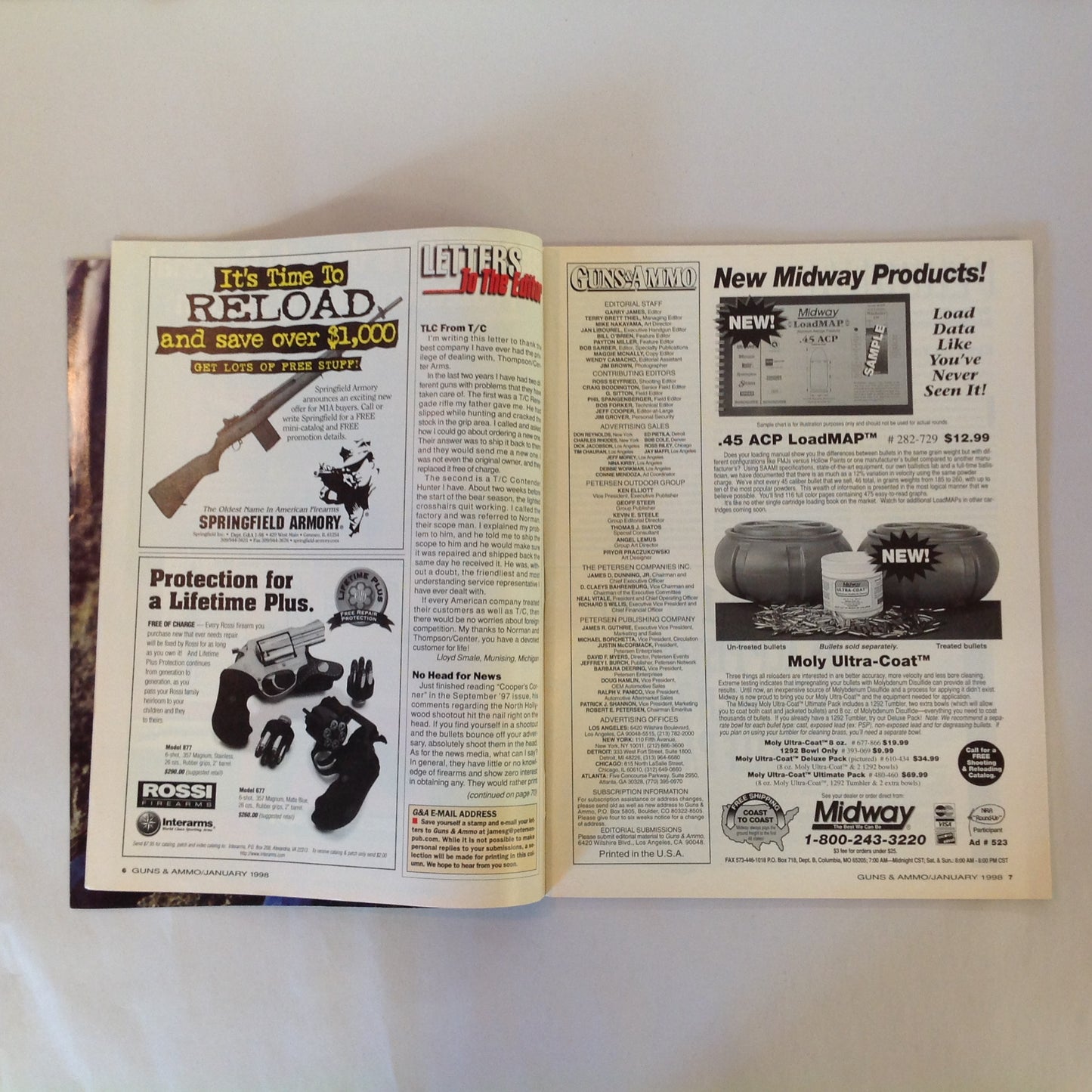 Vintage Jan 1998 Guns & Ammo Magazine 40th Anniversary First Look New Guns Semi-Auto Belt-Fed .50 BMG