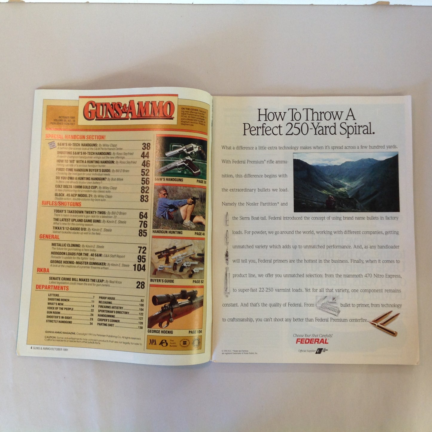 Vintage Oct 1991 Guns & Ammo Magazine Special Handguns Issue