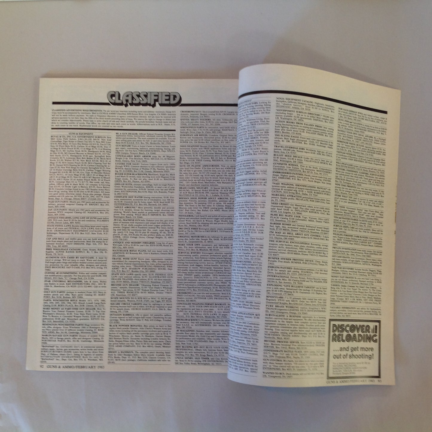 Vintage Feb 1983 Guns & Ammo Magazine Ruger M-77 Super Luger Hunting Loads Japanese Revolver