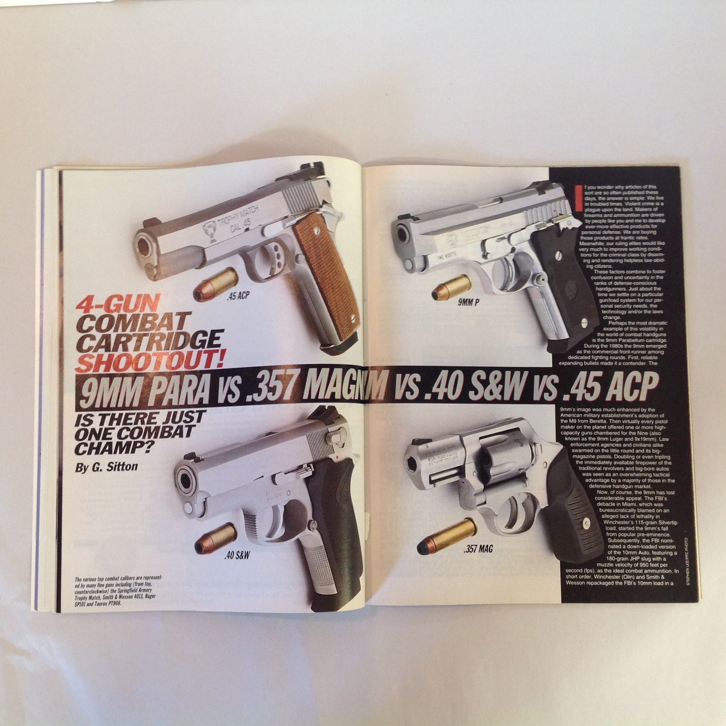 Vintage Mar 1995 Guns & Ammo Magazine 4Gun Combat Shootout Plastic Pistol