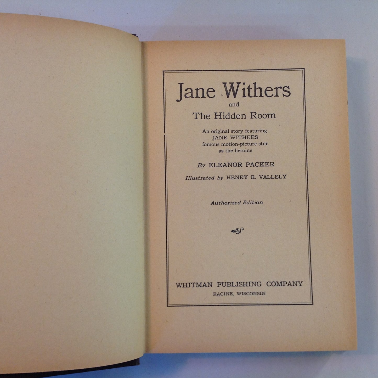 Vintage 1942 Hardcover Jane Withers and the Hidden Room Eleanor Packer Authorized Edition