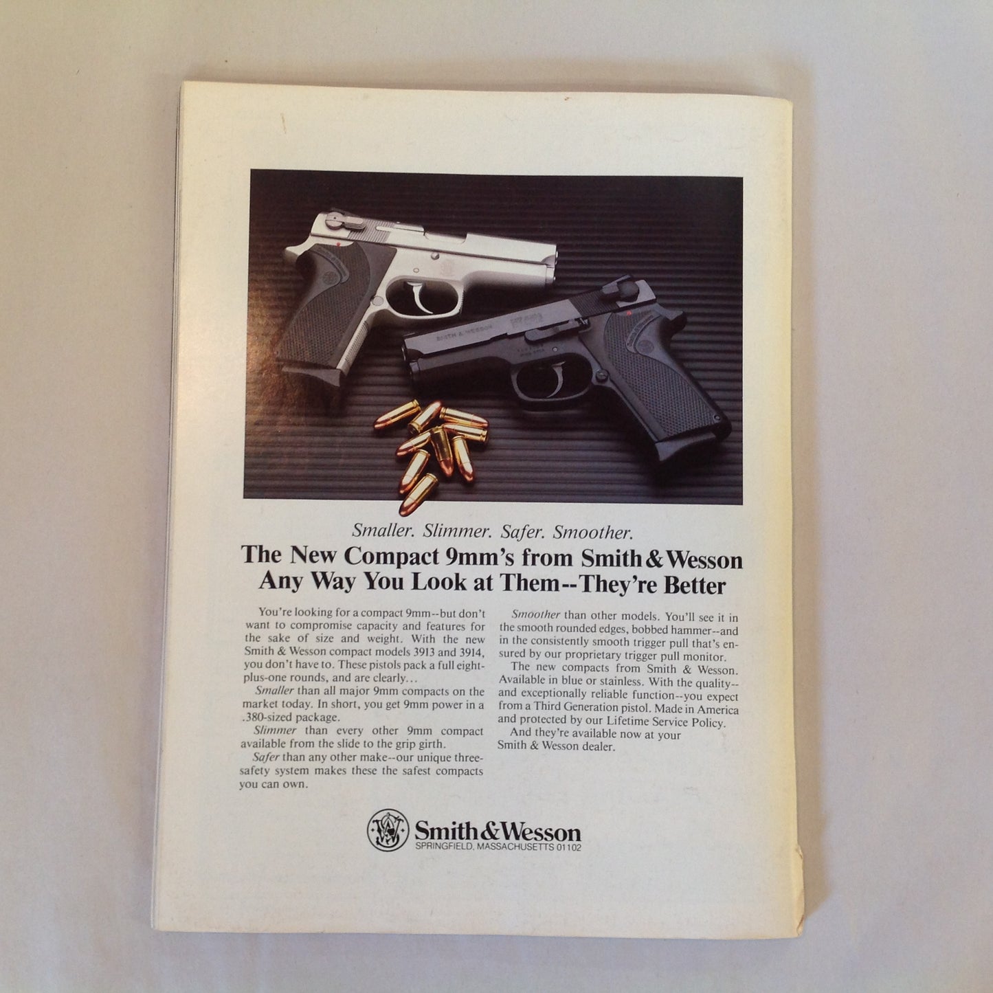 Vintage Feb 1990 Guns & Ammo Magazine 21st Century Ram-Line Plastic Pistol