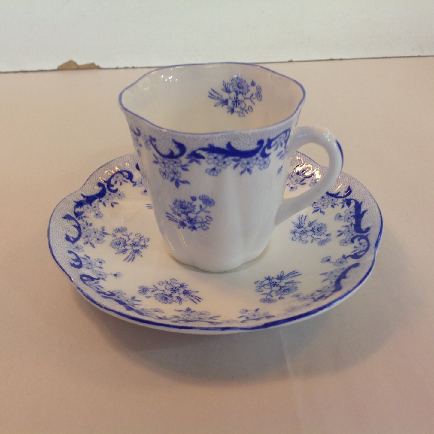 Antique Shelley Heavenly Blue 4 Piece Tea Set Cup Saucer Creamer Sugar Bowl