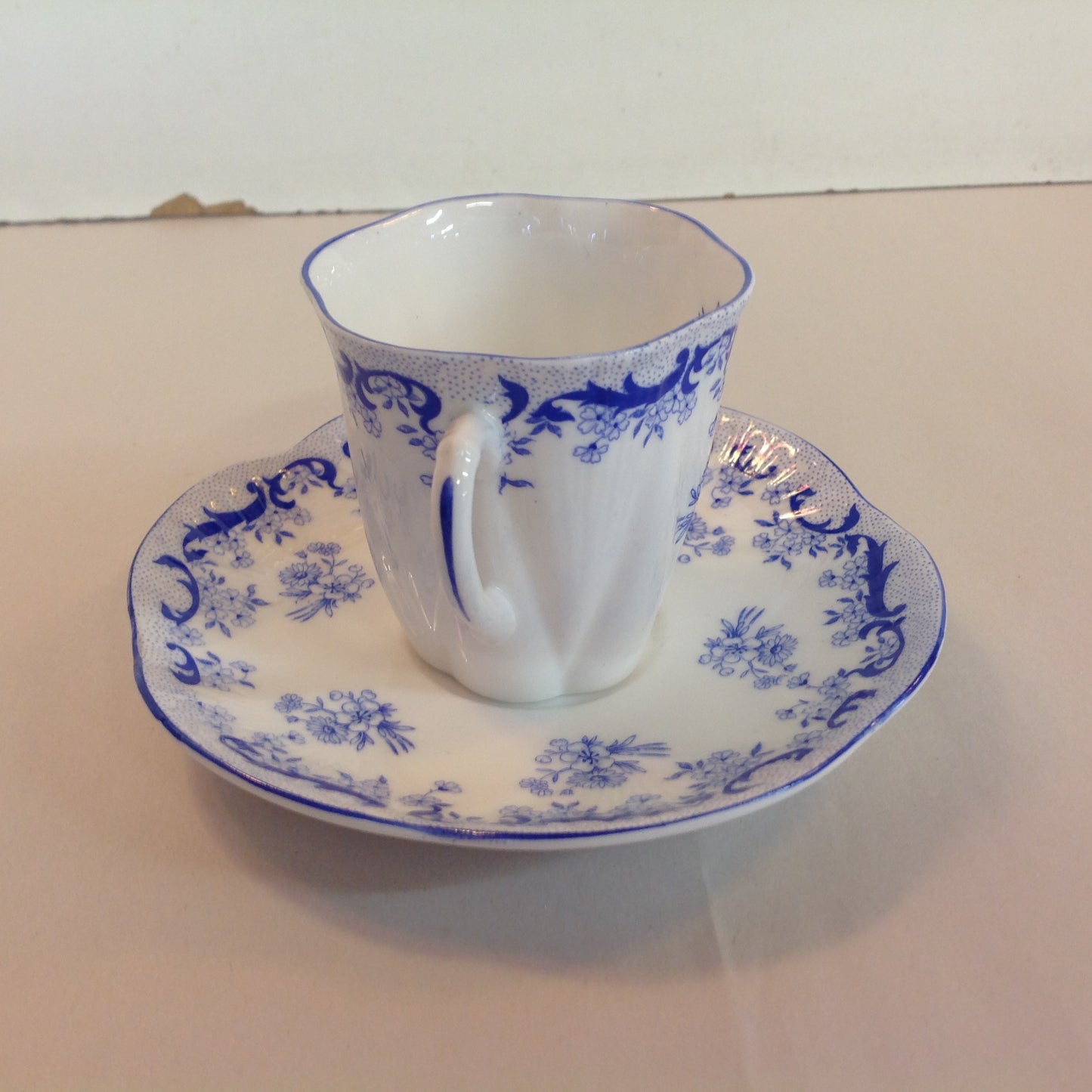 Antique Shelley Heavenly Blue 4 Piece Tea Set Cup Saucer Creamer Sugar Bowl