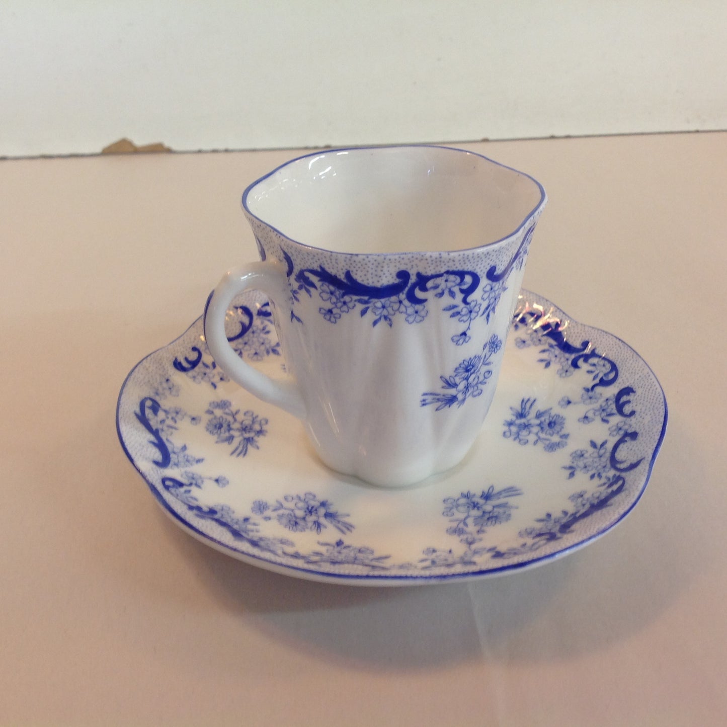 Antique Shelley Heavenly Blue 4 Piece Tea Set Cup Saucer Creamer Sugar Bowl