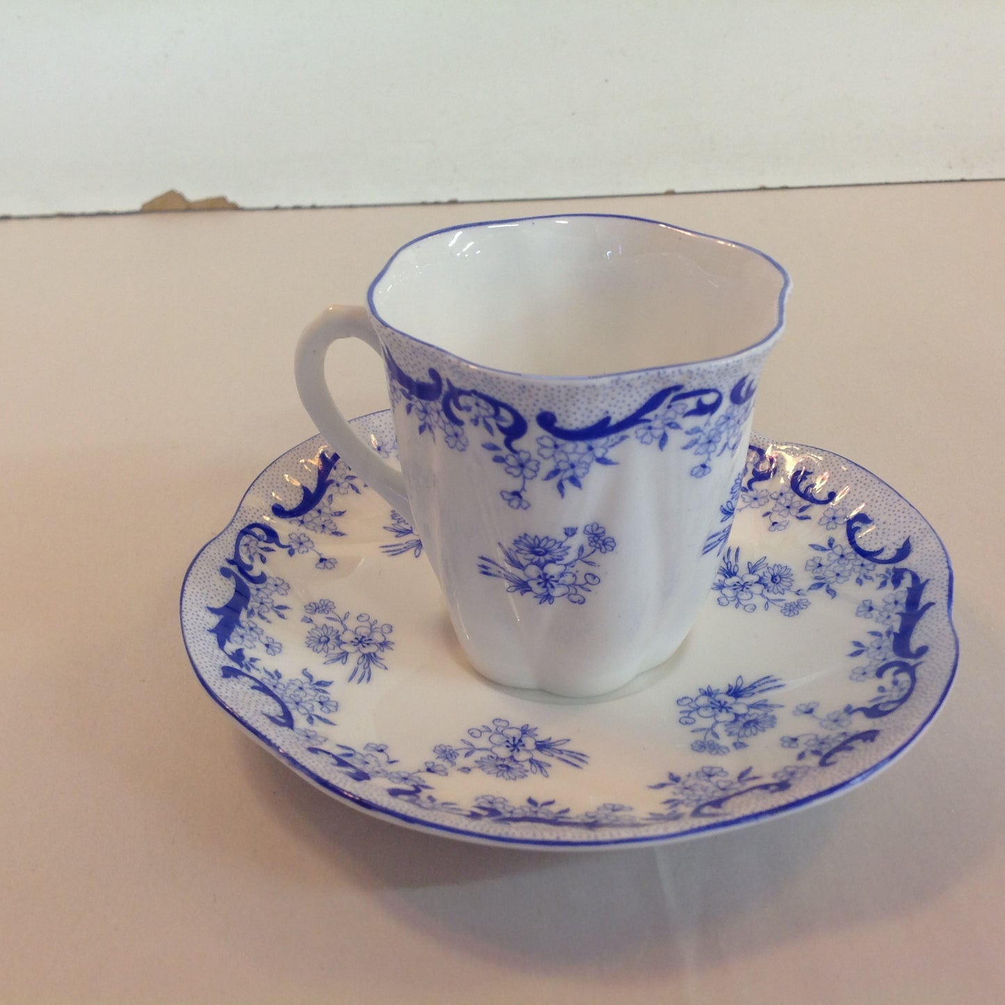 Antique Shelley Heavenly Blue 4 Piece Tea Set Cup Saucer Creamer Sugar Bowl