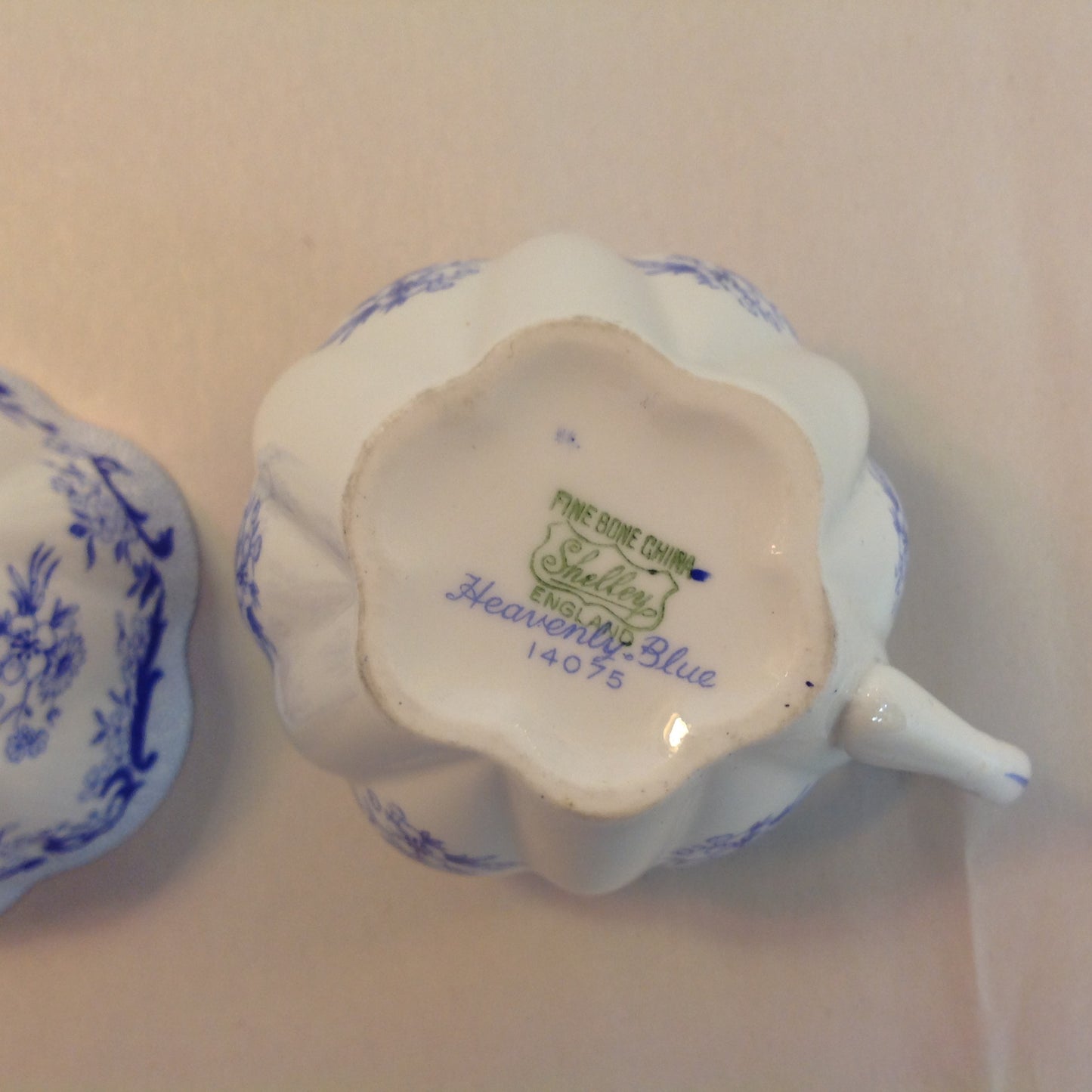 Antique Shelley Heavenly Blue 4 Piece Tea Set Cup Saucer Creamer Sugar Bowl