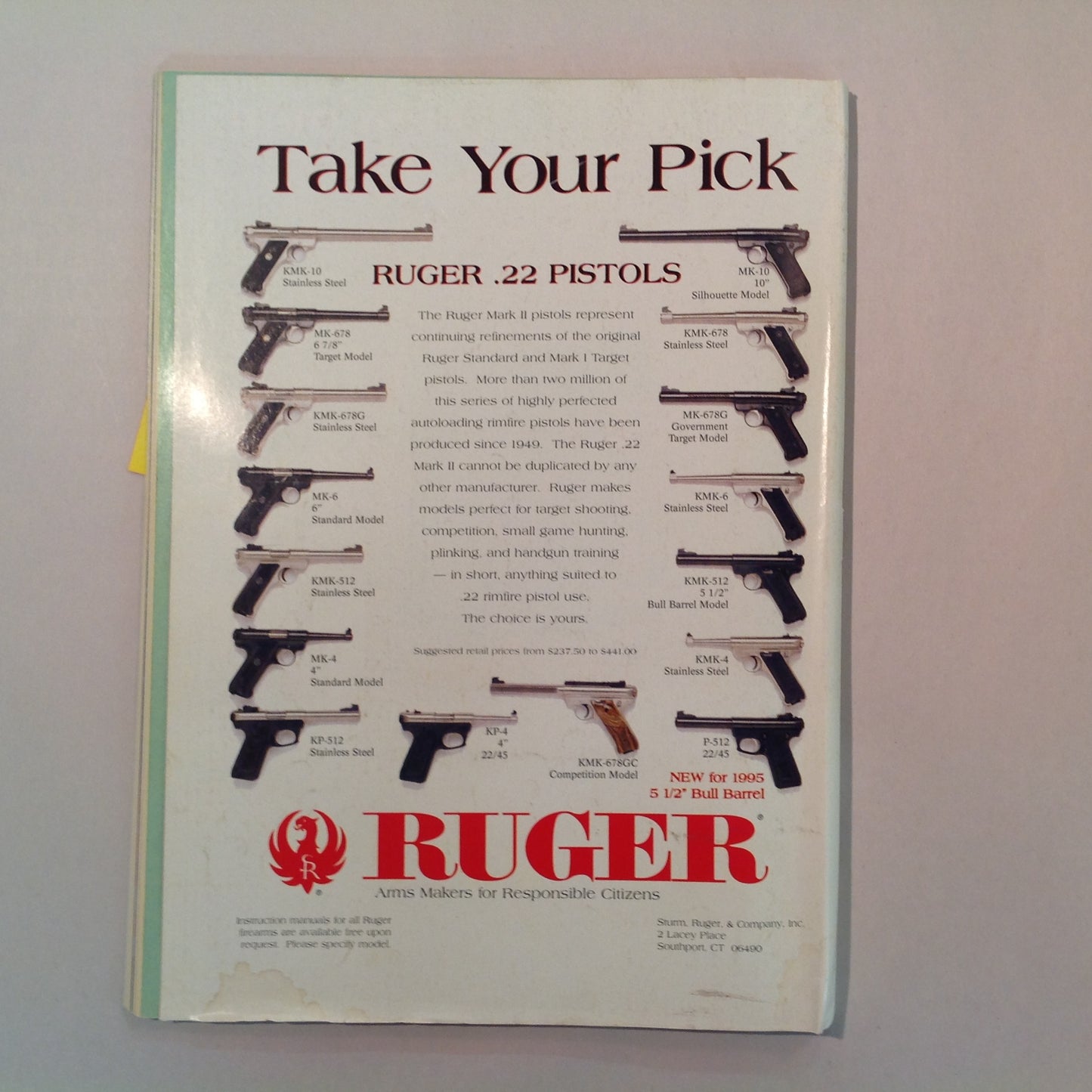 Vintage Jul/Aug 1995 American Handgunner Magazine Fat Mag .45 Sixguns With Class How to Test a Handgun Ruger P-94 9mm