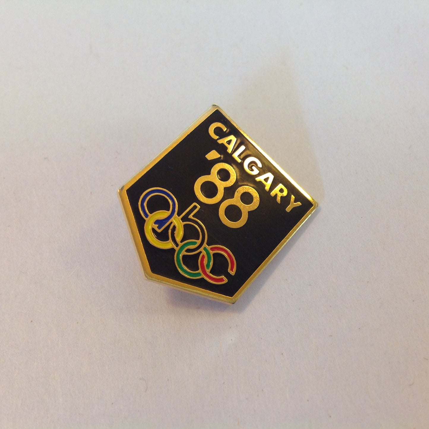 Vintage ABC Calgary 1988 XV Olympic Winter Games 88 Black Shield Promotional Pin