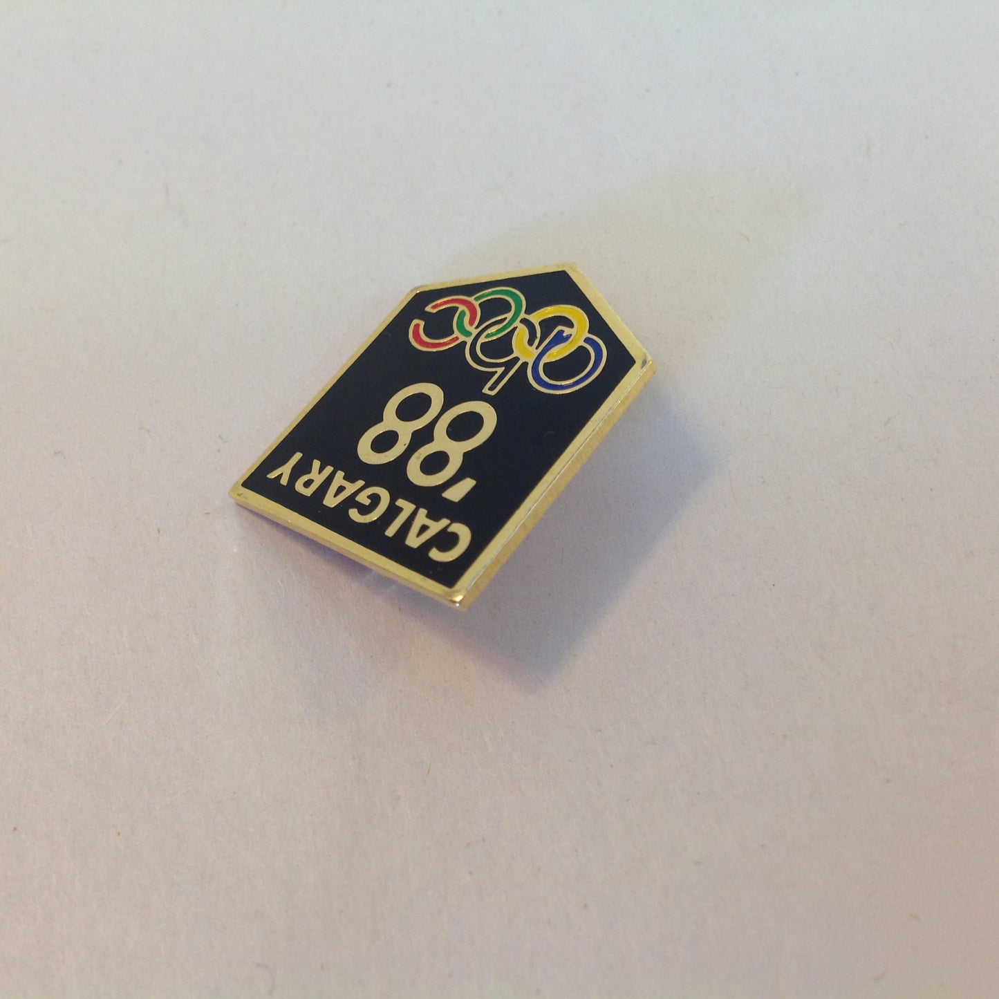 Vintage ABC Calgary 1988 XV Olympic Winter Games 88 Black Shield Promotional Pin
